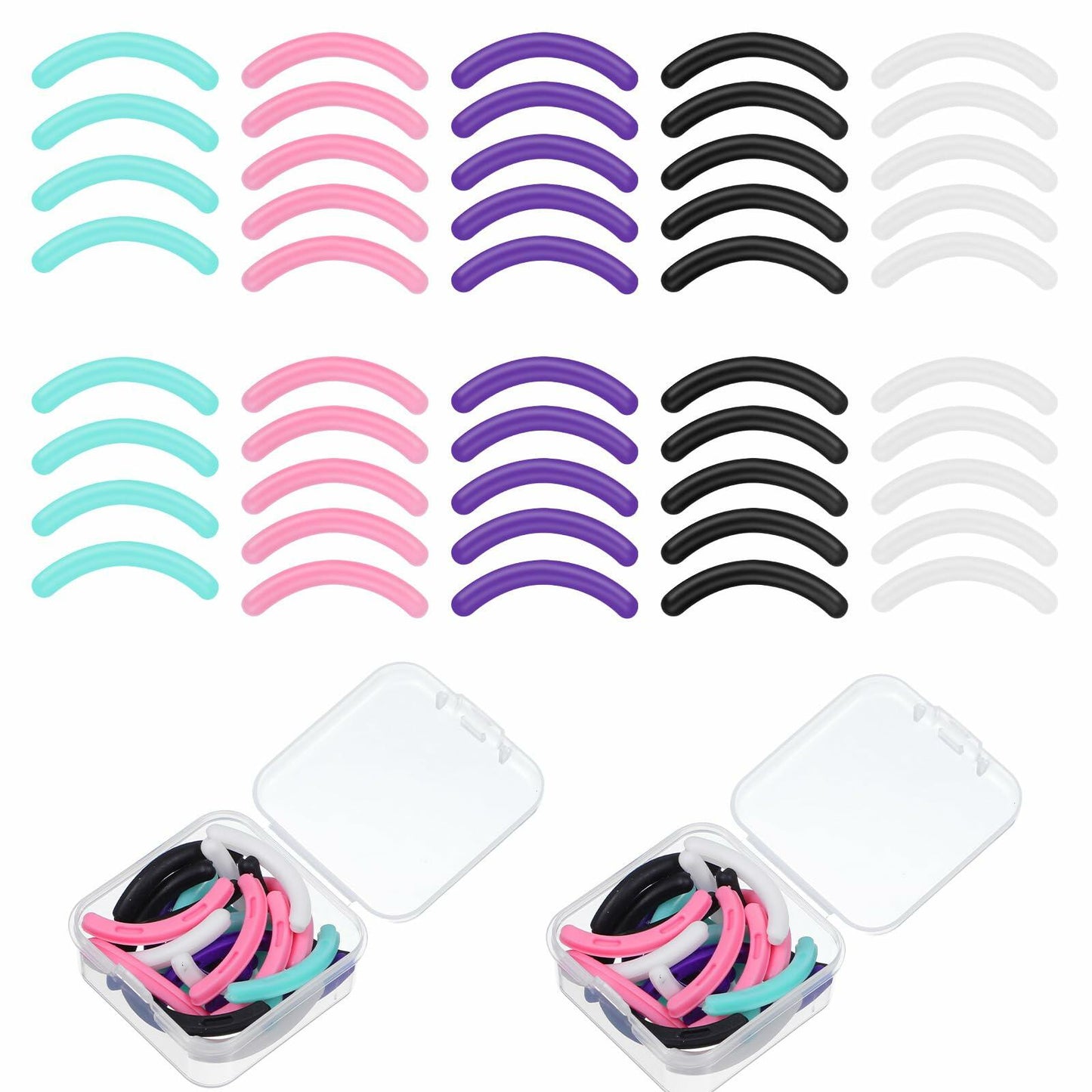 HaiFafafaing 48 Pcs Silicone Eyelash Curler Pads Multi Color with Box