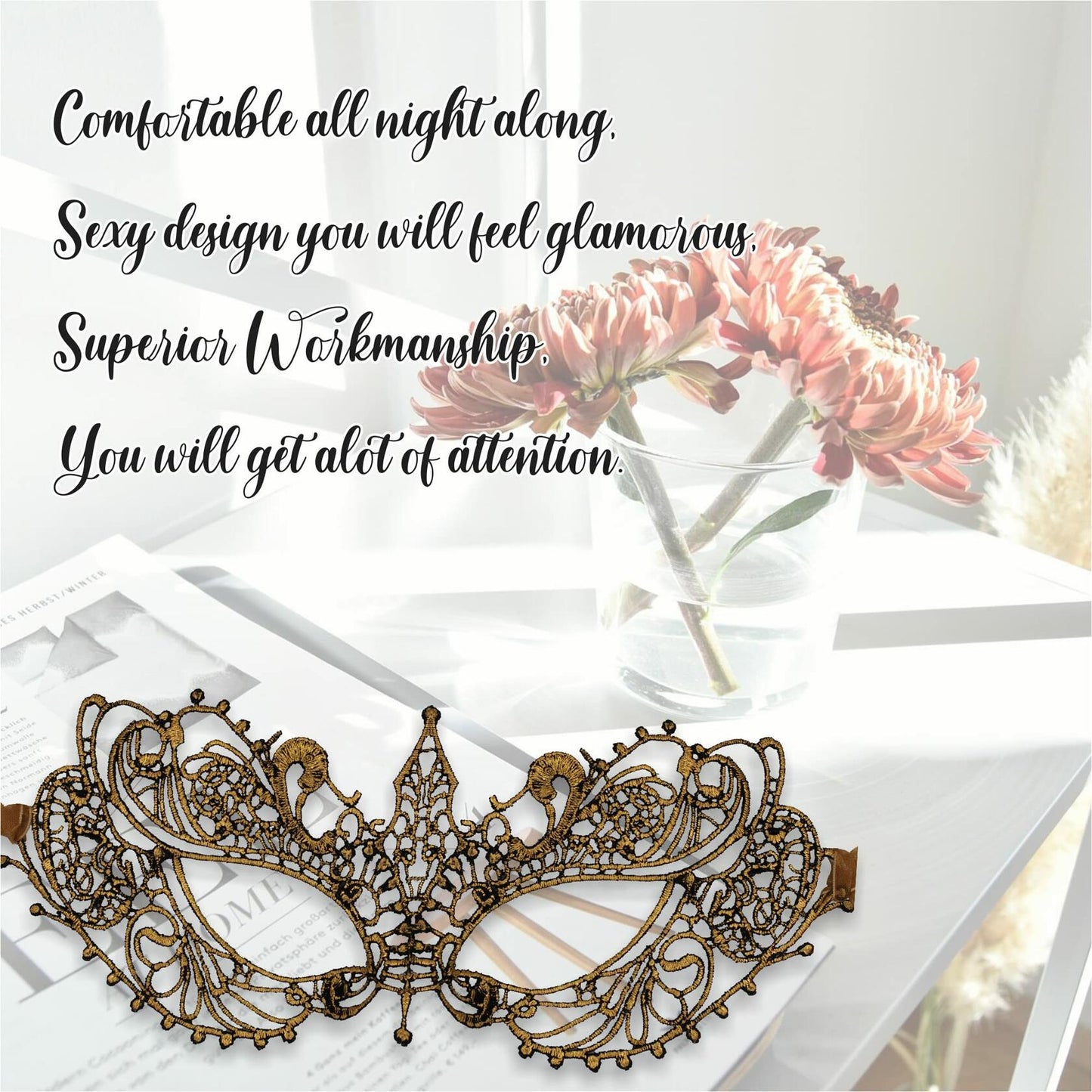 Gold Masquerade Mask For Women - Lace Masquerade Masks for Masquerade Party,