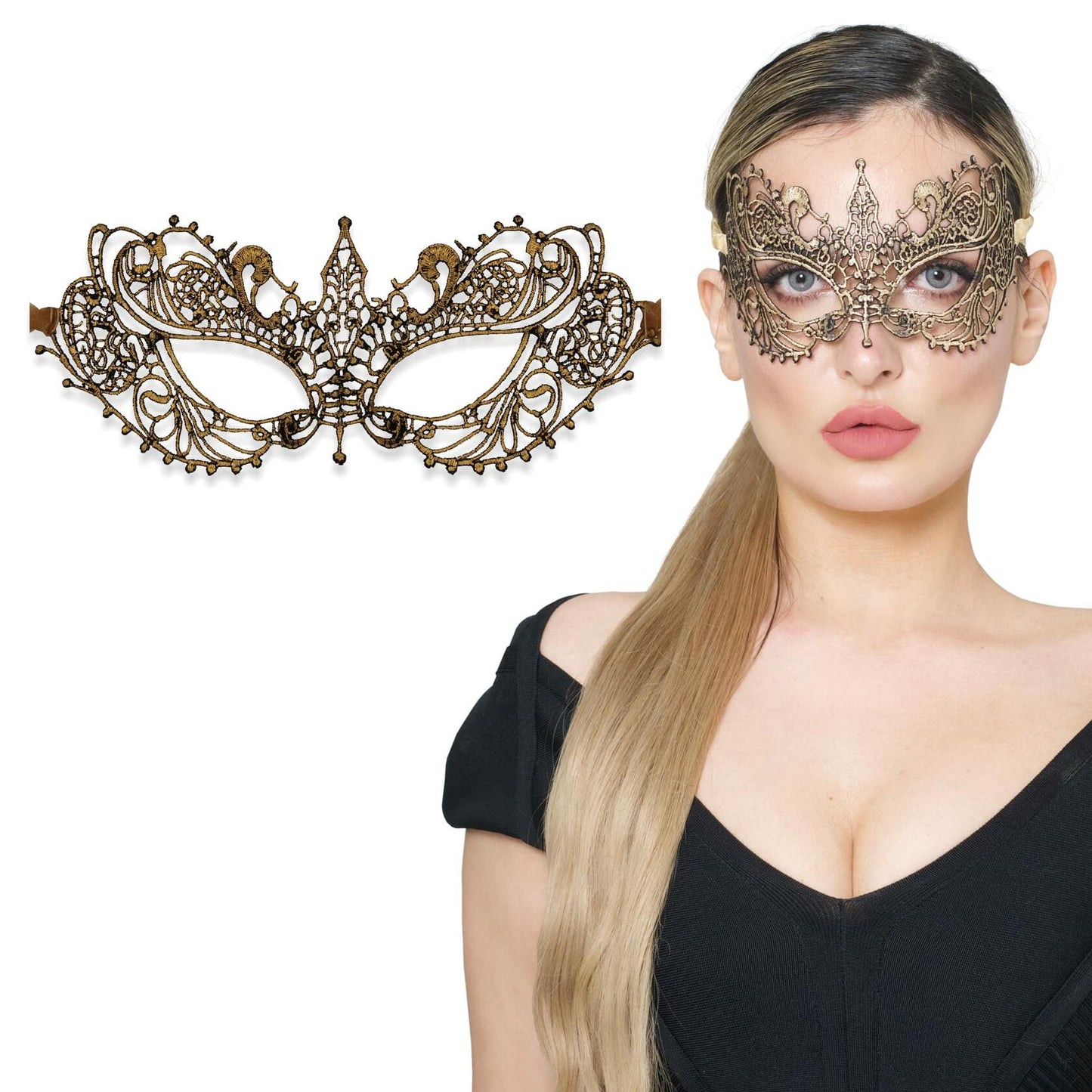 Gold Masquerade Mask For Women - Lace Masquerade Masks for Masquerade Party,