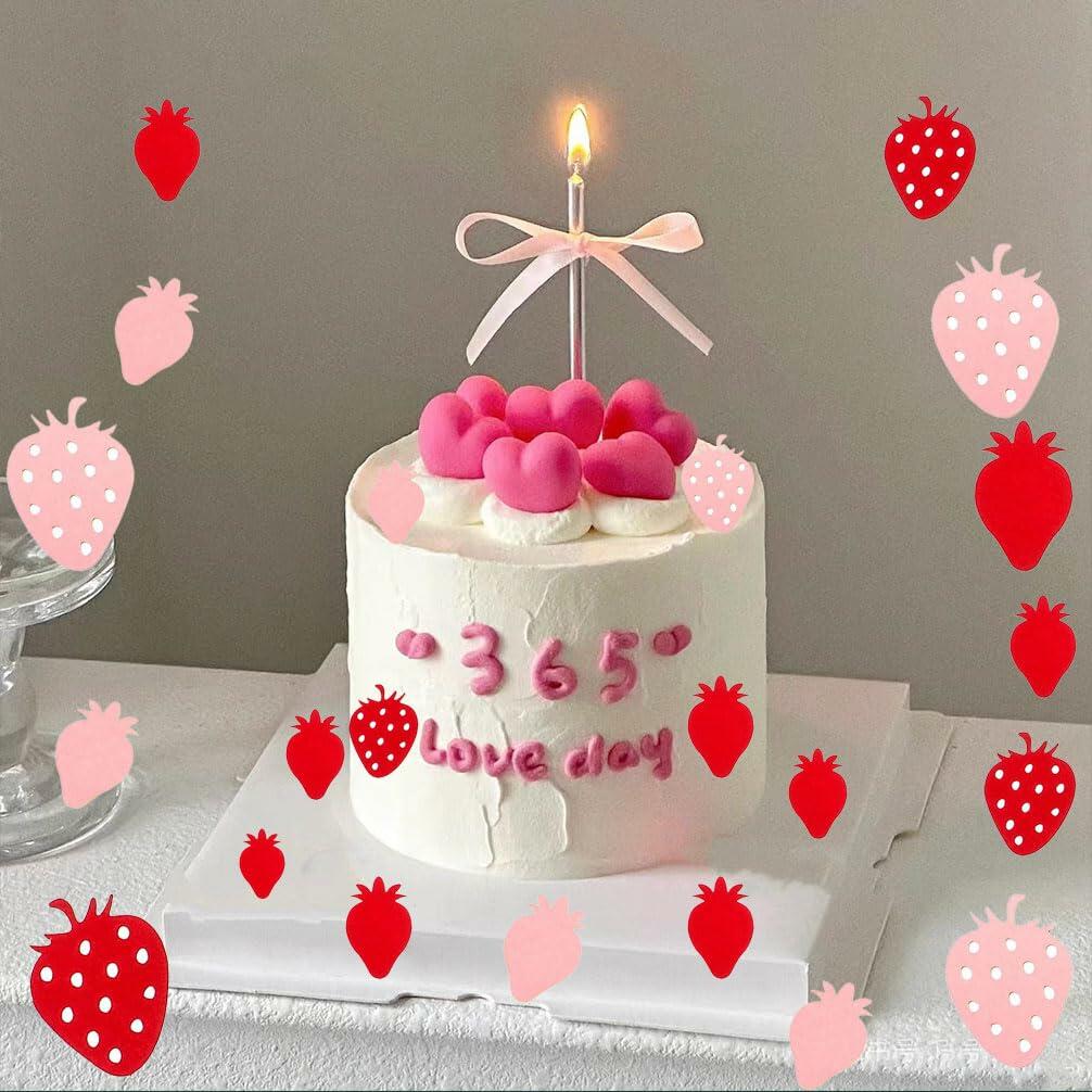 100PCS Strawberry Confetti, Sweet One Birthday Party Decor, Strawberry Dot