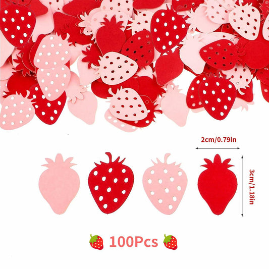 100PCS Strawberry Confetti, Sweet One Birthday Party Decor, Strawberry Dot