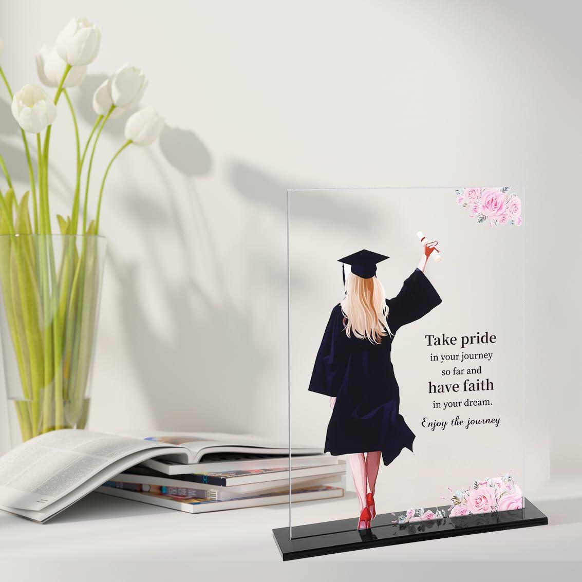 Kiwayo Acrylic Inspirational Graduation Keepsake Gift for Her Black