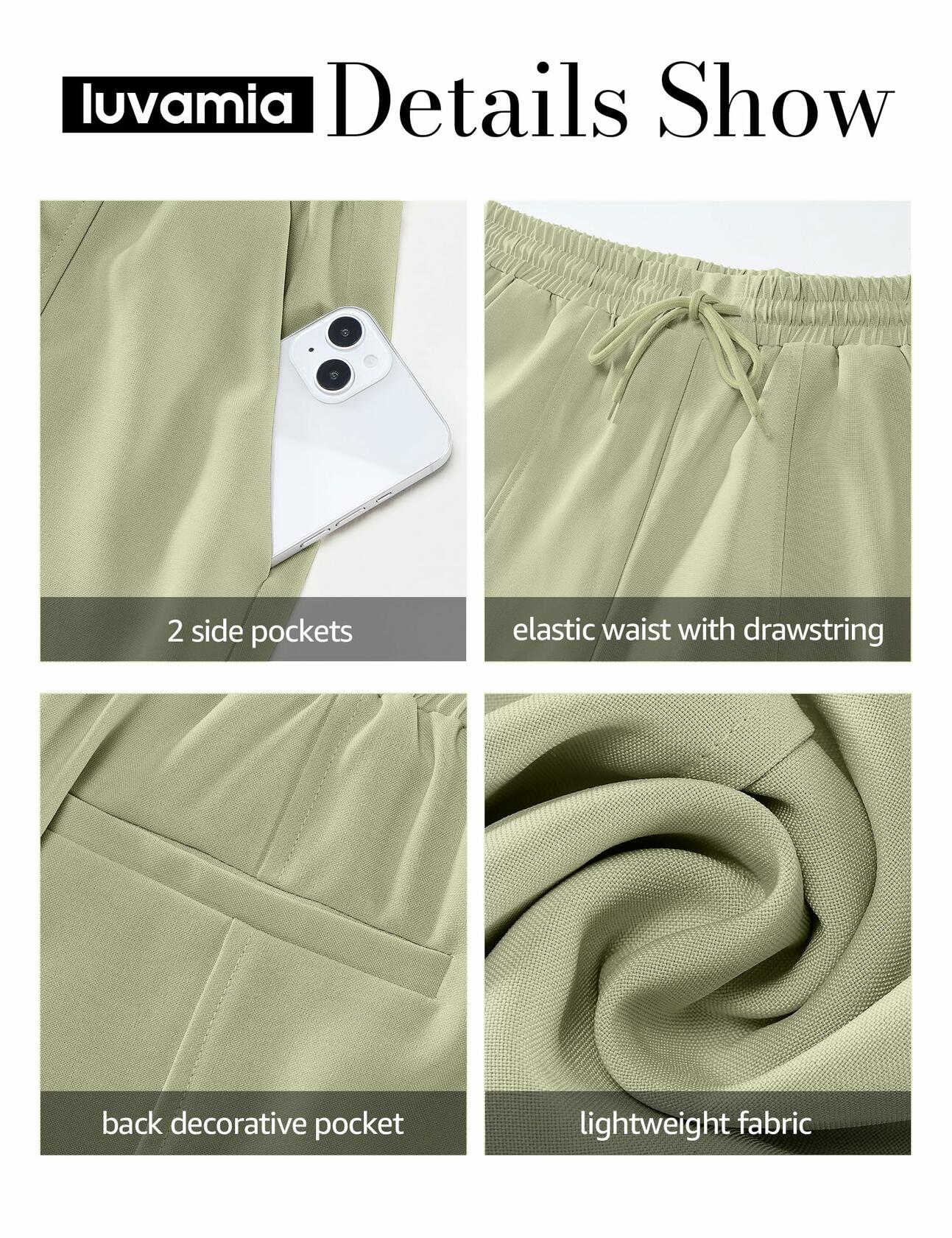 luvamia Women's Loose High Waist Lint Green Shorts Size Small