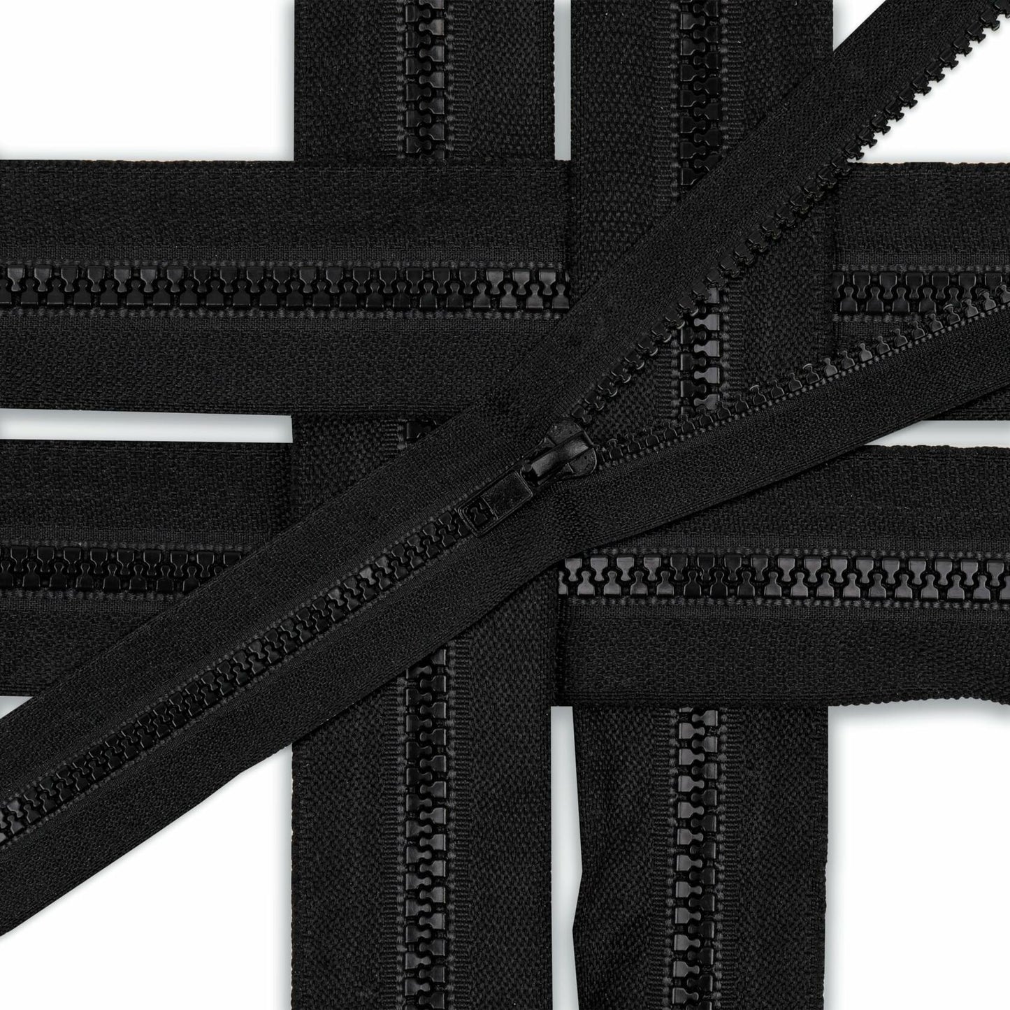 YAKA 4PCS #5 22in Separating Jacket Zippers Black Molded Plastic Size 22in