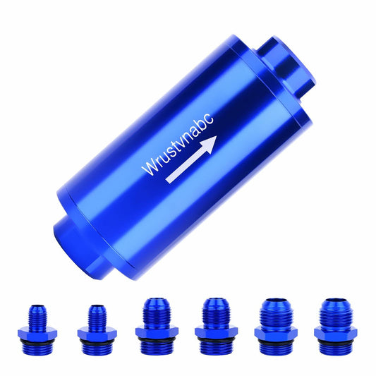 Wrustvnabc 6AN 8AN 10AN Inline Fuel Filter 10 Micron Red 58MM Aluminum