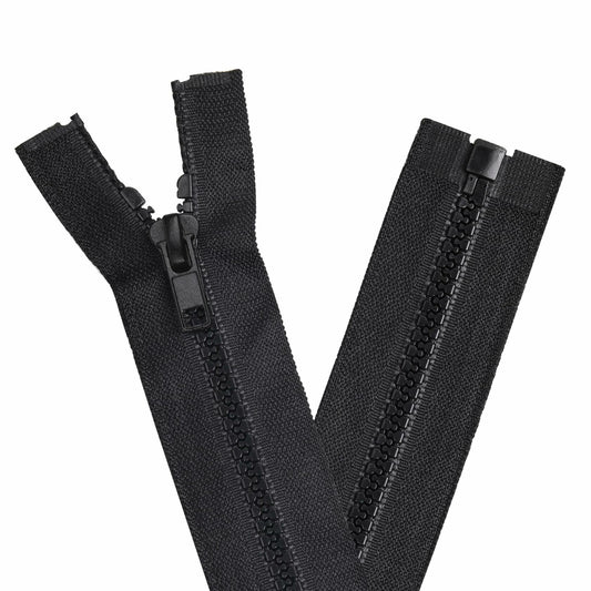 YAKA 4PCS #5 22in Separating Jacket Zippers Black Molded Plastic Size 22in