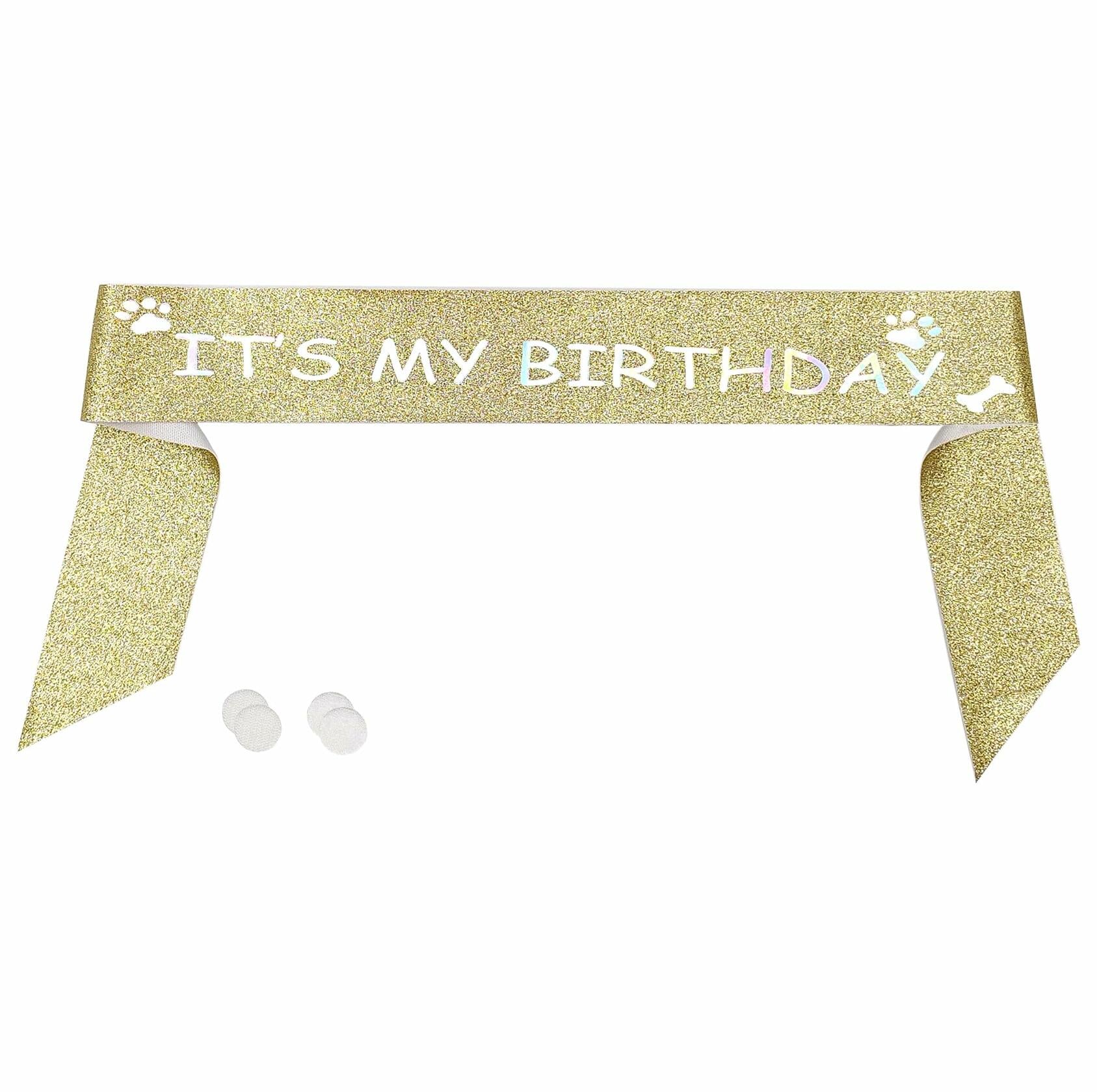 Generic Gold Dog Birthday Sash Sparkling Pet Bandana Celebration