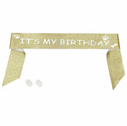 Generic Gold Dog Birthday Sash Sparkling Pet Bandana Celebration