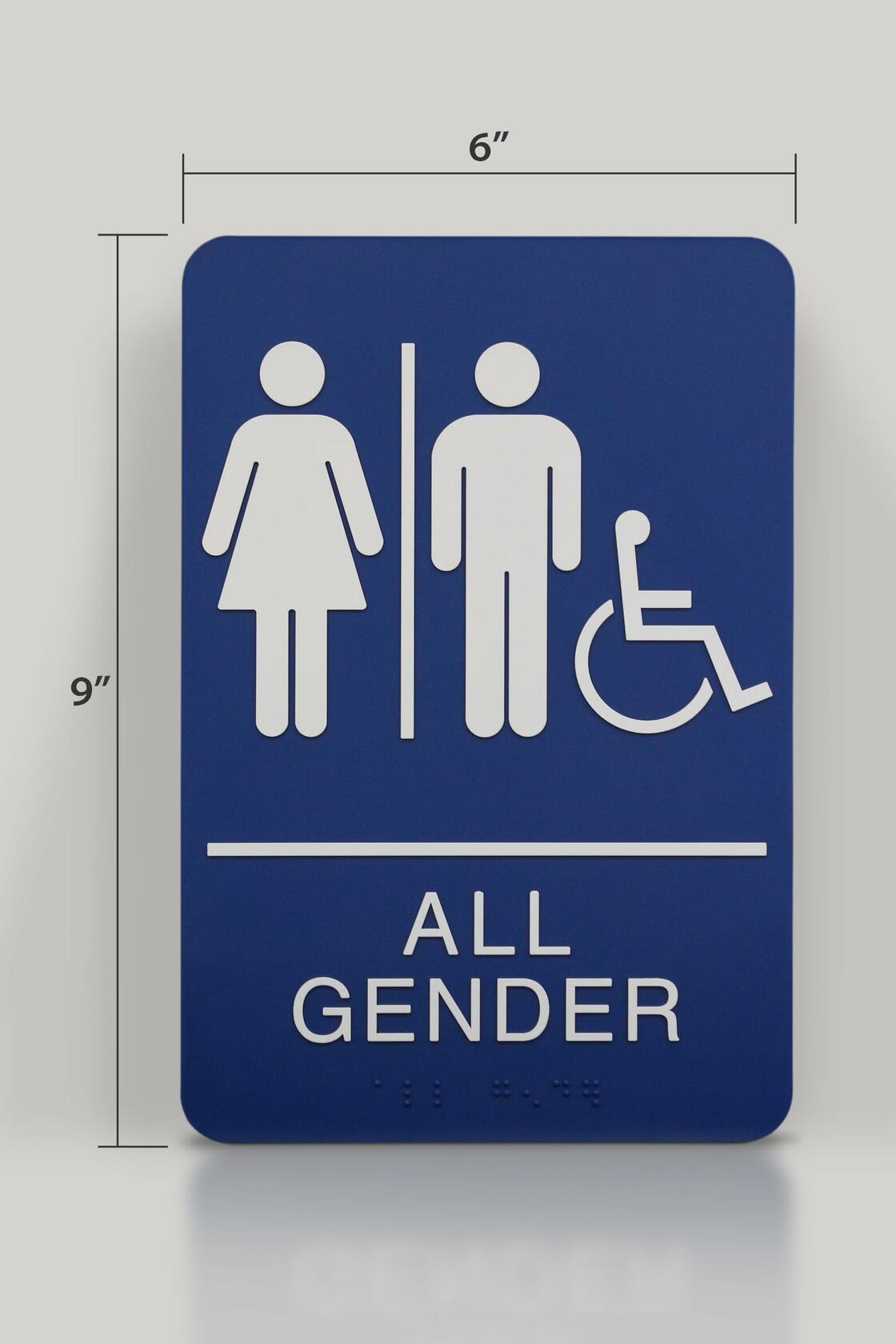 Headline Sign 9487 ADA Wheelchair Accessible All Gender Restroom Sign 6x9 Blue