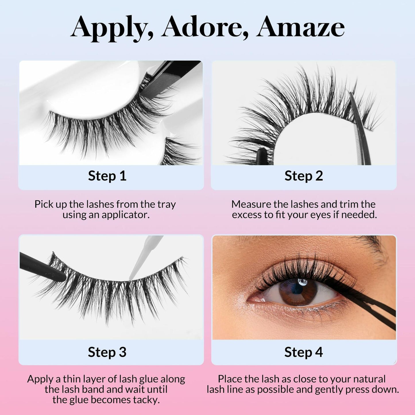 Bepholan False Eyelashes 7 Pairs Natural Wispy Reusable Clear Band W06