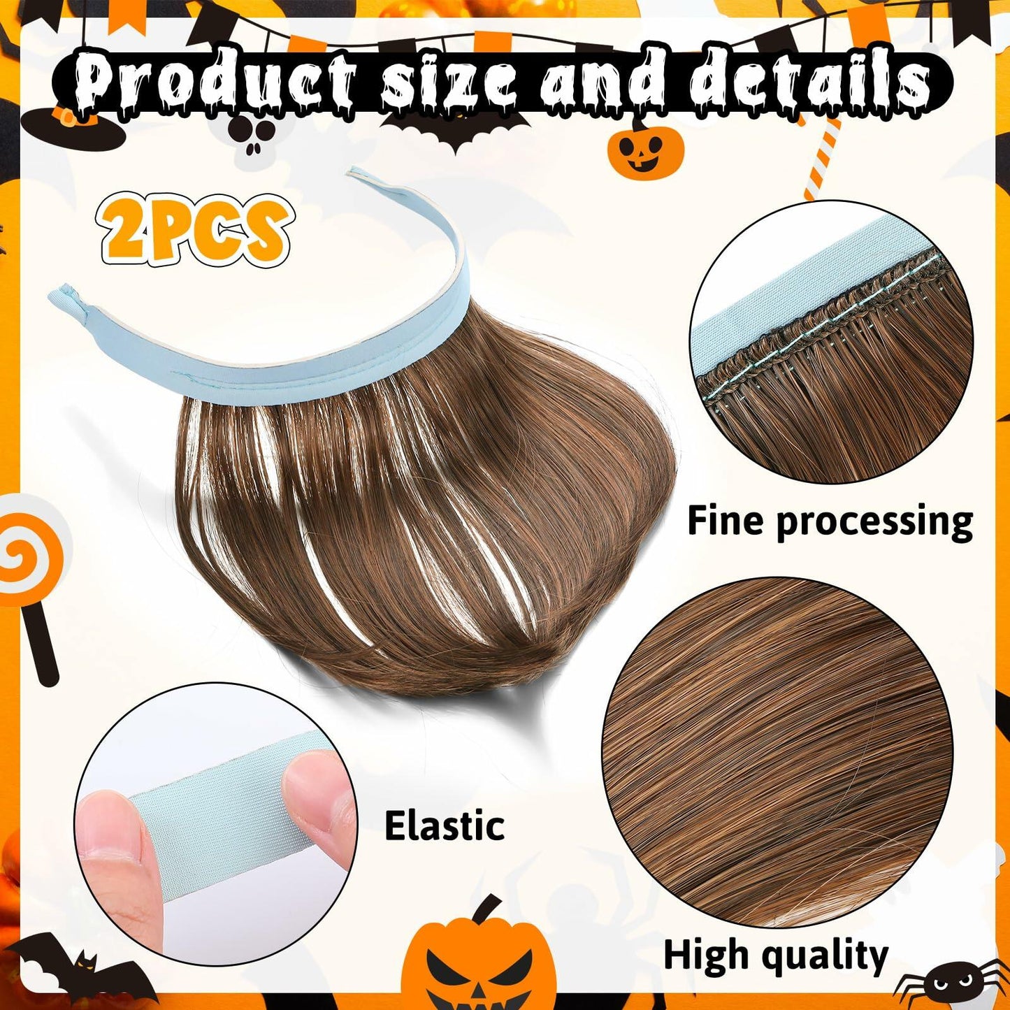 Suncalla 2 Pcs Mullet Wig Eyewear Retainer Light Brown Funny Party Cosplay