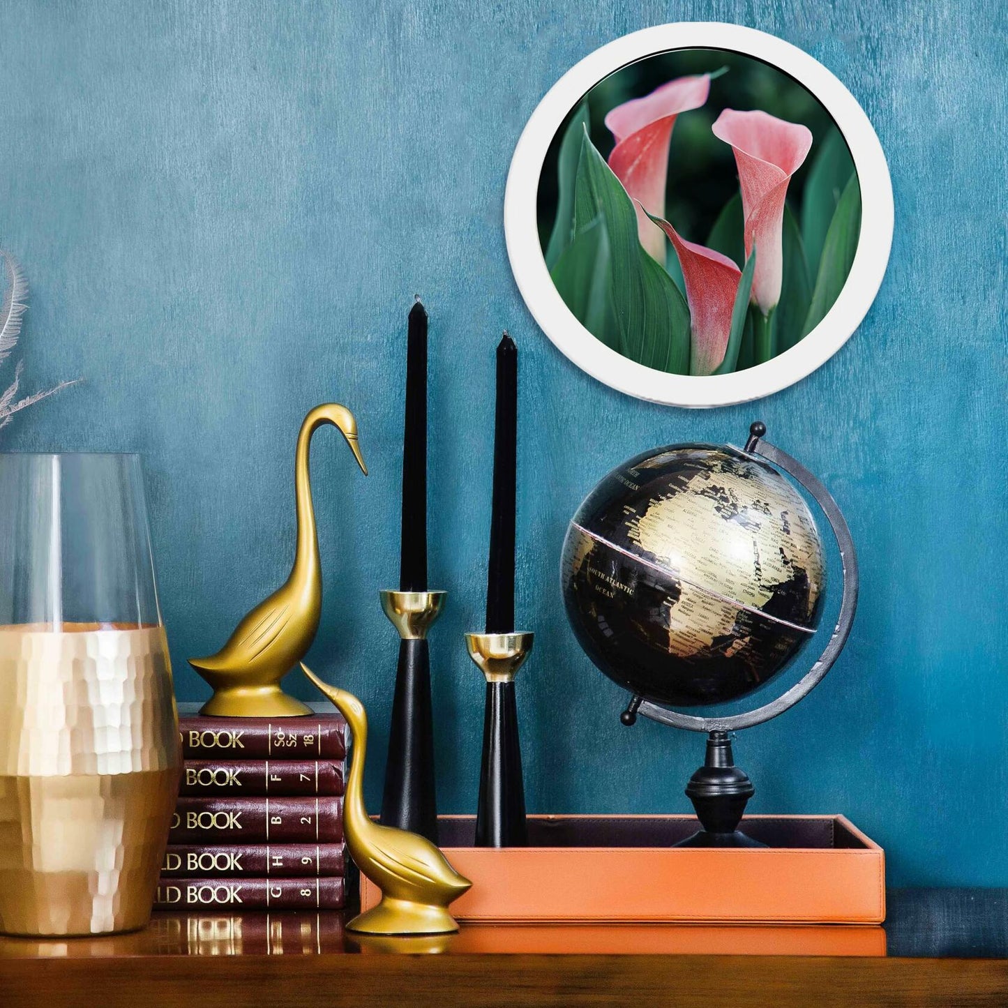 irbaniland Round Photo Frame White 6 Inch Wall Table Mount Elegant Wood