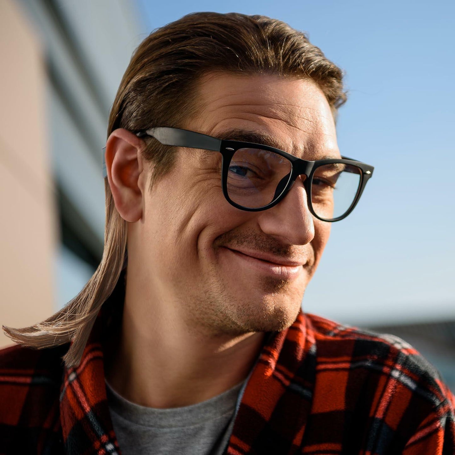 Suncalla 2 Pcs Mullet Wig Eyewear Retainer Light Brown Funny Party Cosplay