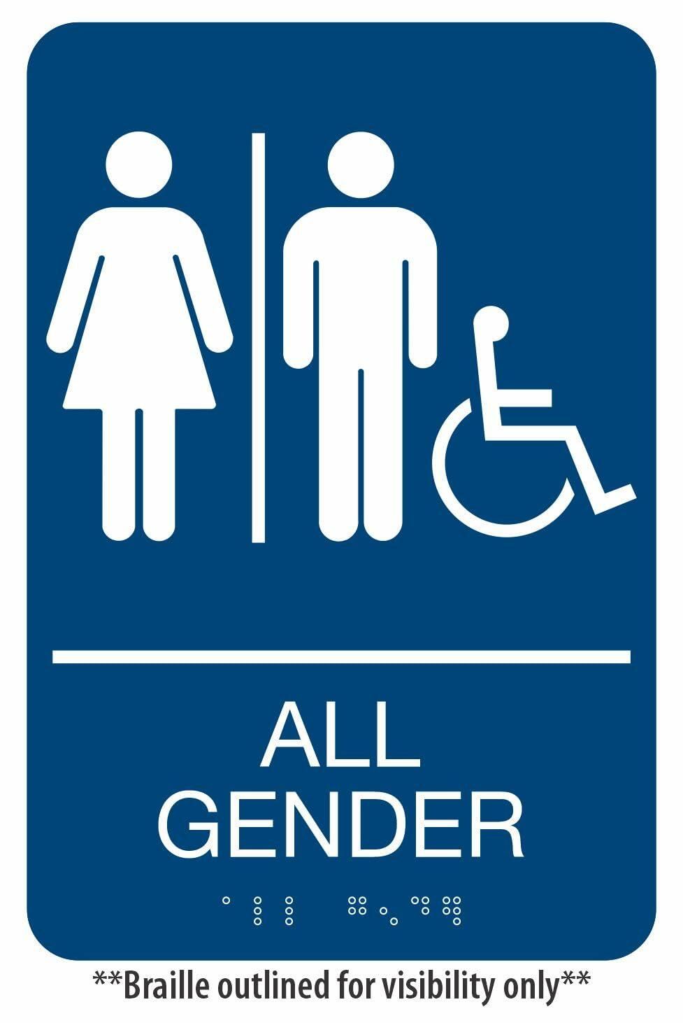 Headline Sign 9487 ADA Wheelchair Accessible All Gender Restroom Sign 6x9 Blue