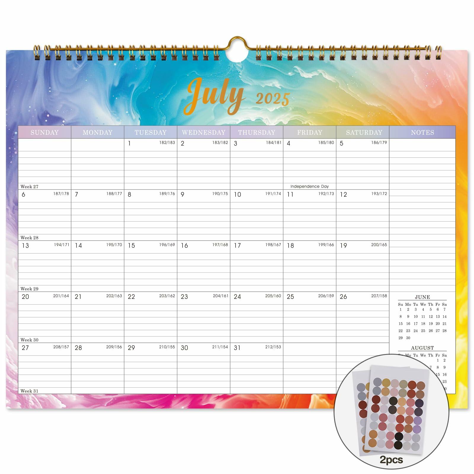 Lbylyhxc 2026 Wall Calendar 18 Months Jul 2025-Dec 2026 14.8x11.5 Rainbow