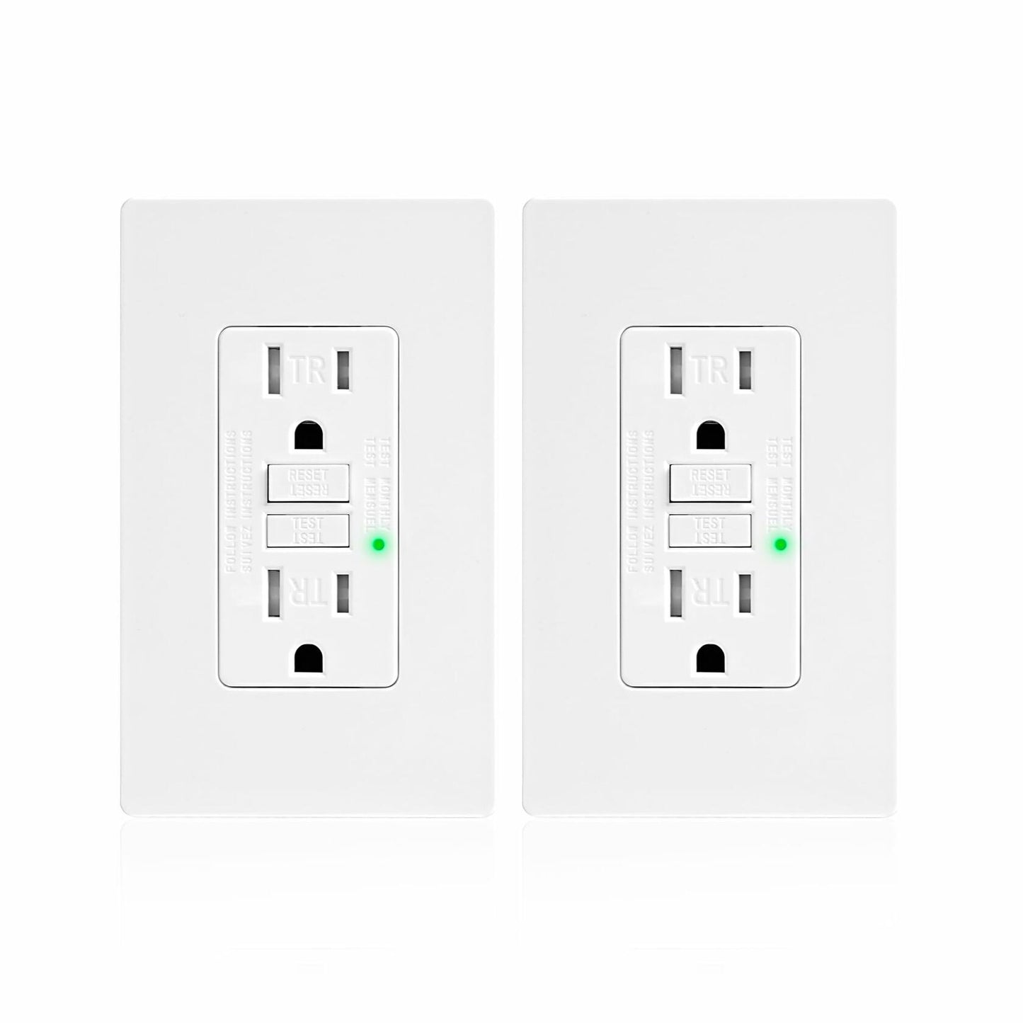 Joyhope 15 Amp GFCI TR Tamper-Resistant Outlet Self-Test Matte White 2 Pack