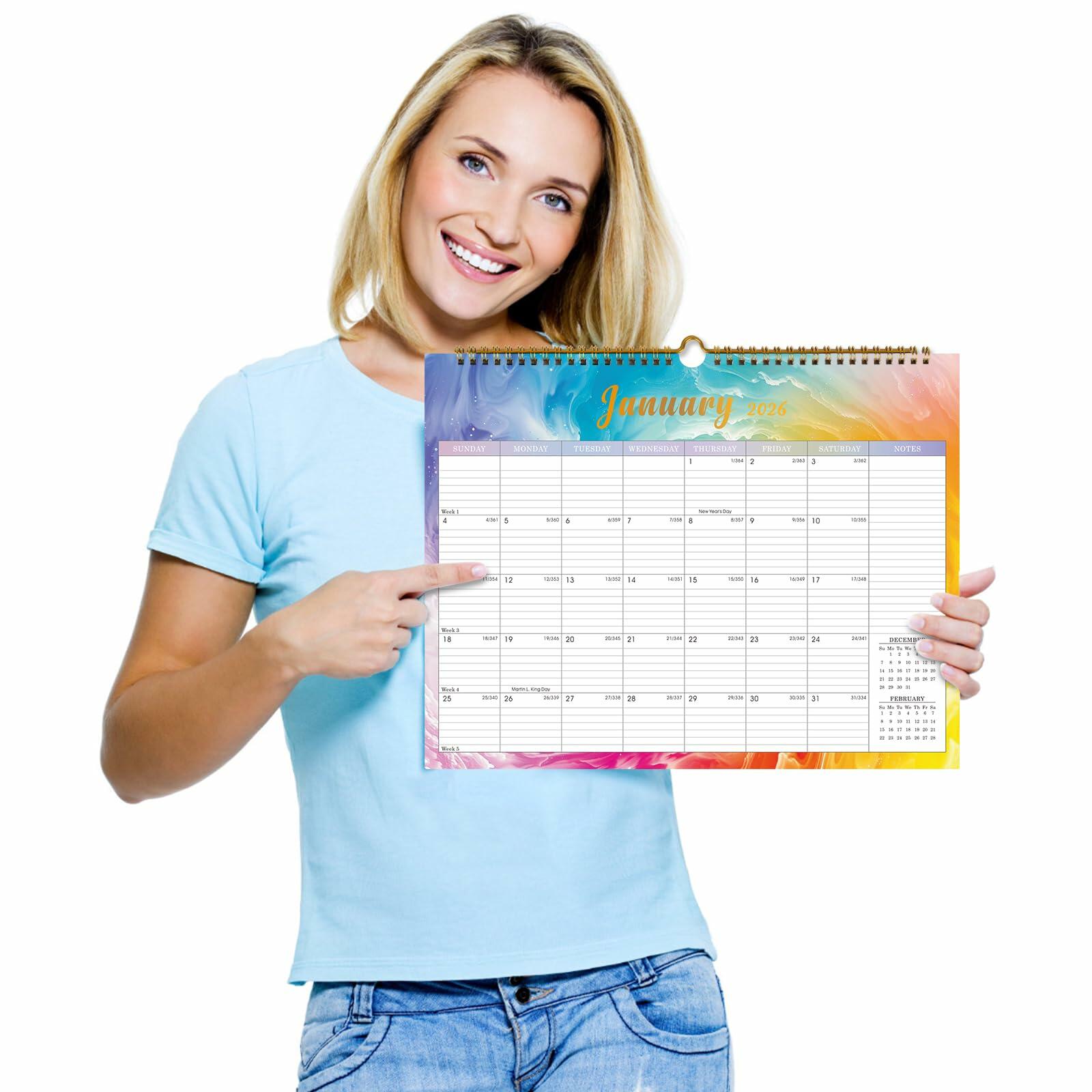 Lbylyhxc 2026 Wall Calendar 18 Months Jul 2025-Dec 2026 14.8x11.5 Rainbow