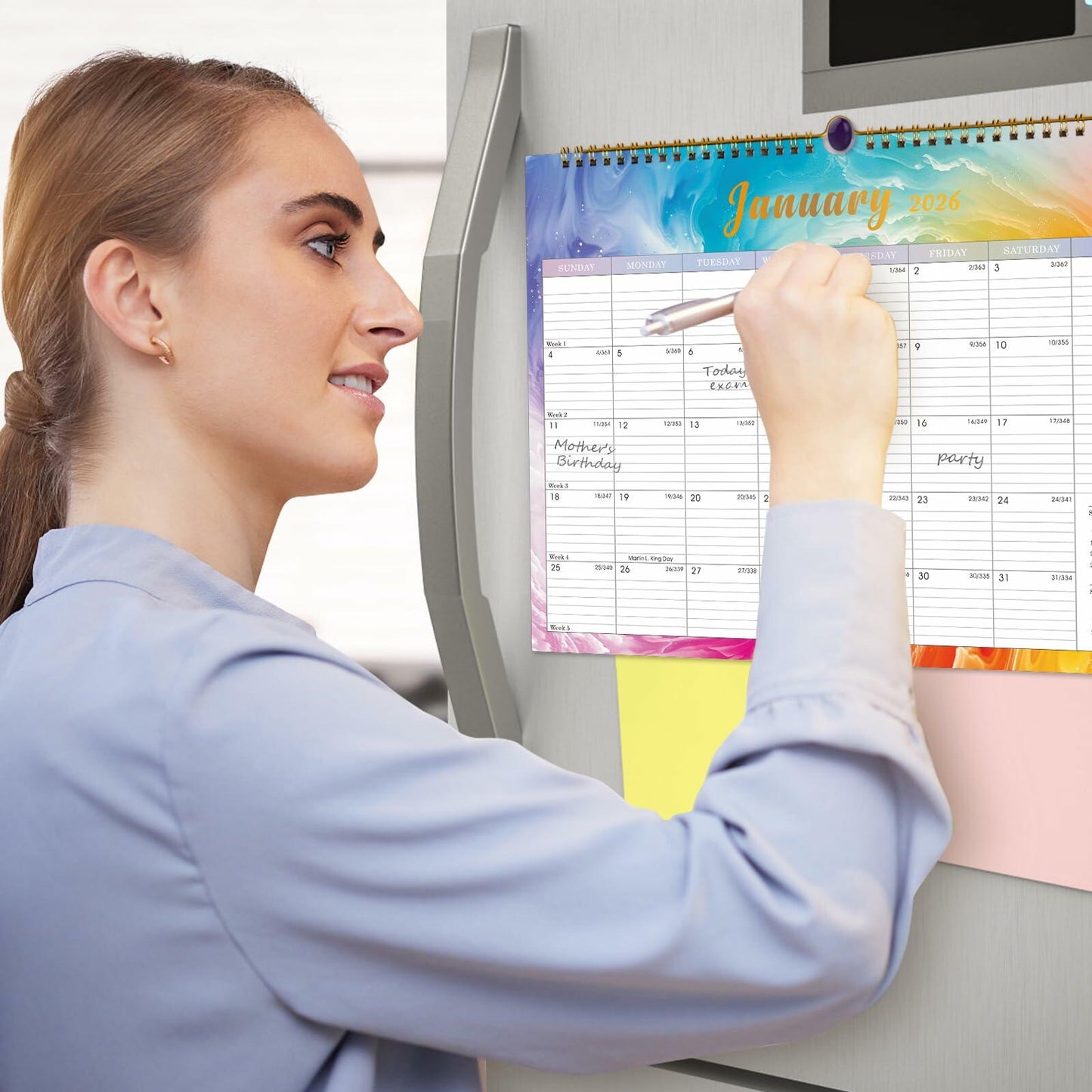 Lbylyhxc 2026 Wall Calendar 18 Months Jul 2025-Dec 2026 14.8x11.5 Rainbow