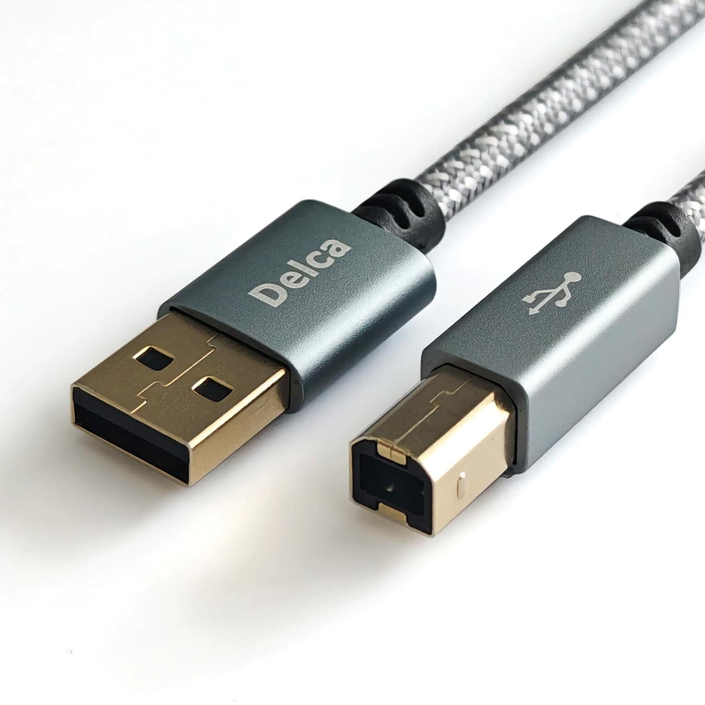 Delca 6ft Nylon Braided USB 2.0 Printer Cable Type A to B Gray
