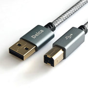 Delca 6ft Nylon Braided USB 2.0 Printer Cable Type A to B Gray