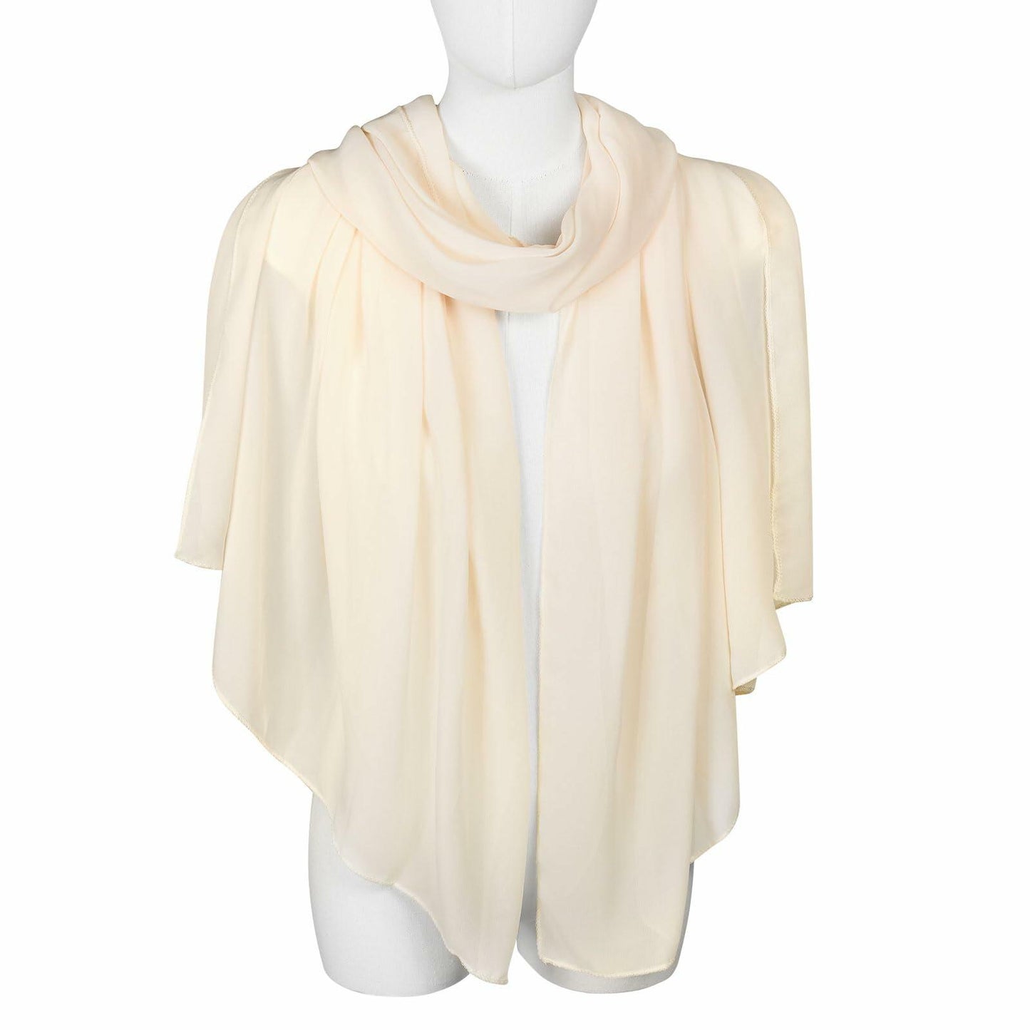 QIUTIMIY Sheer Chiffon Shawl Wrap Elegant Wedding Evening Scarf White W70cm