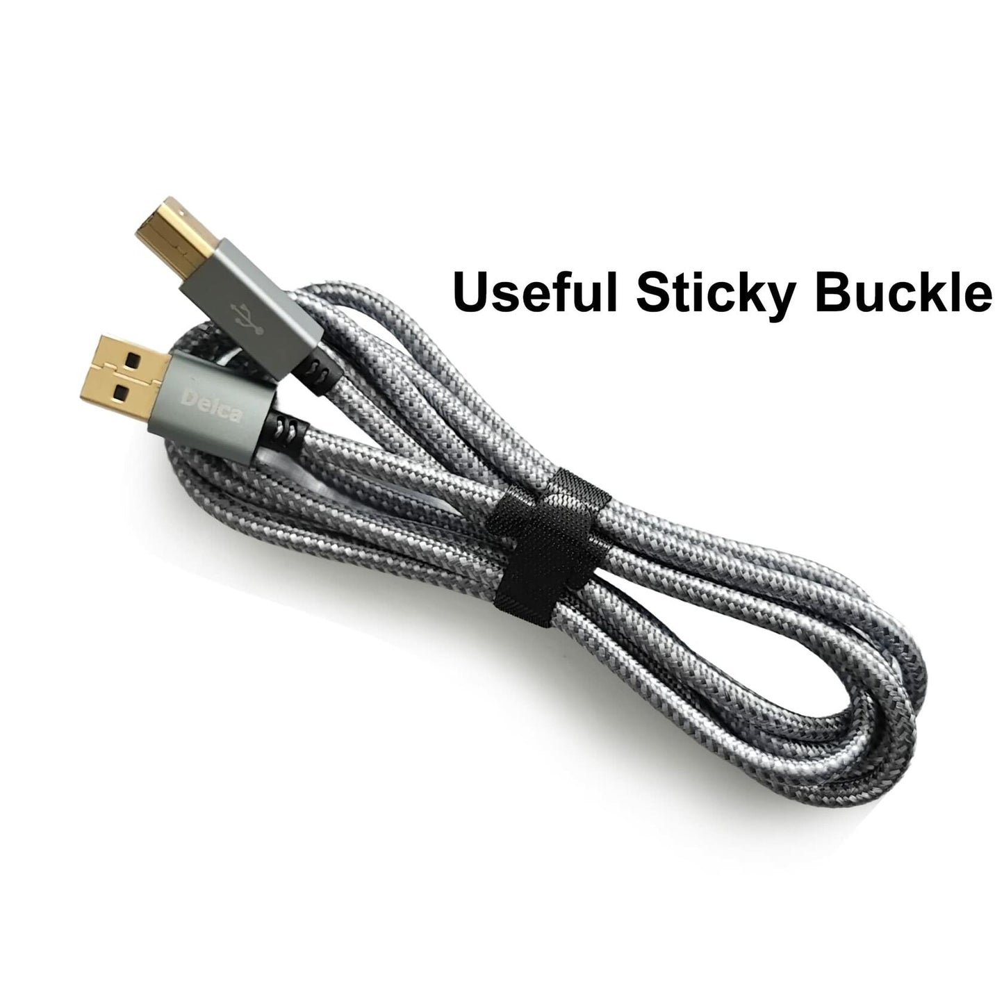 Delca 6ft Nylon Braided USB 2.0 Printer Cable Type A to B Gray