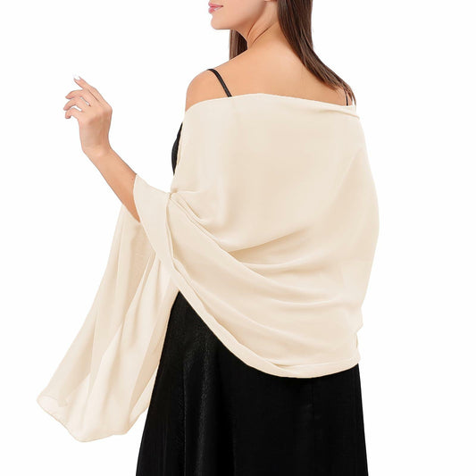 QIUTIMIY Sheer Chiffon Shawl Wrap Elegant Wedding Evening Scarf White W70cm