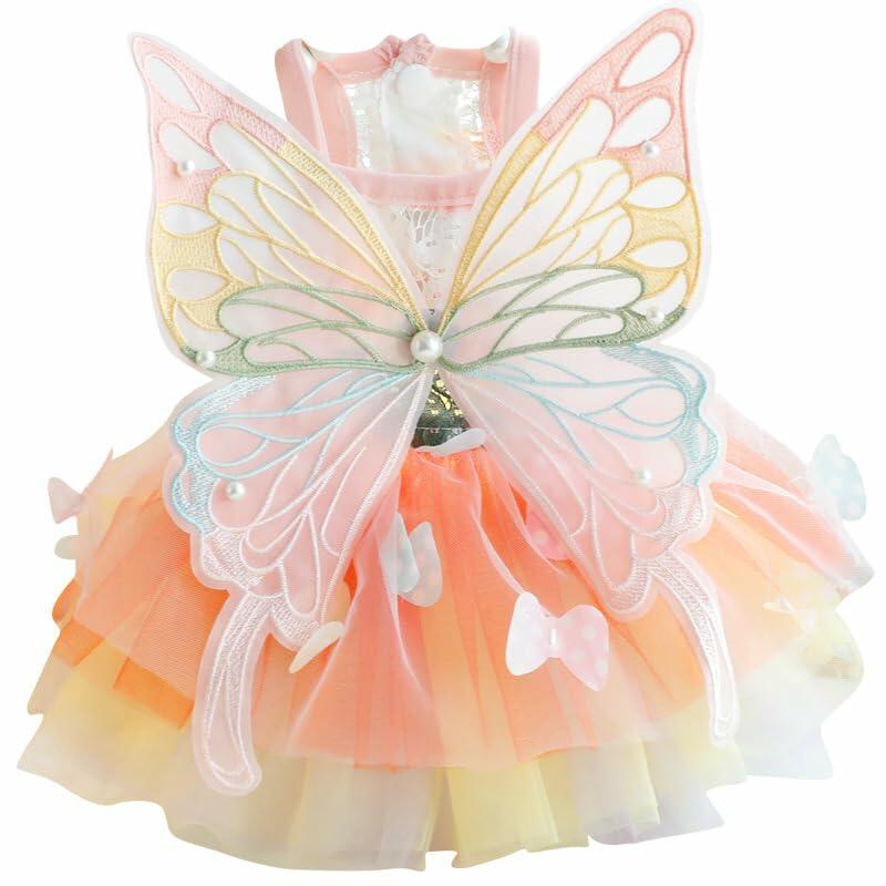 Dog Princess Dress Small Dogs Butterfly Costume Pet Girl Outfit XL Summer