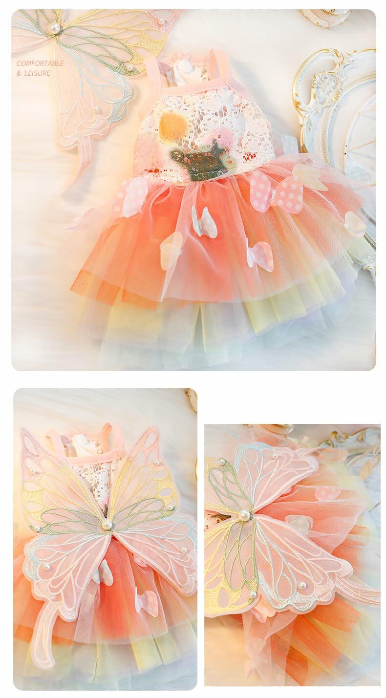 Dog Princess Dress Small Dogs Butterfly Costume Pet Girl Outfit XL Summer