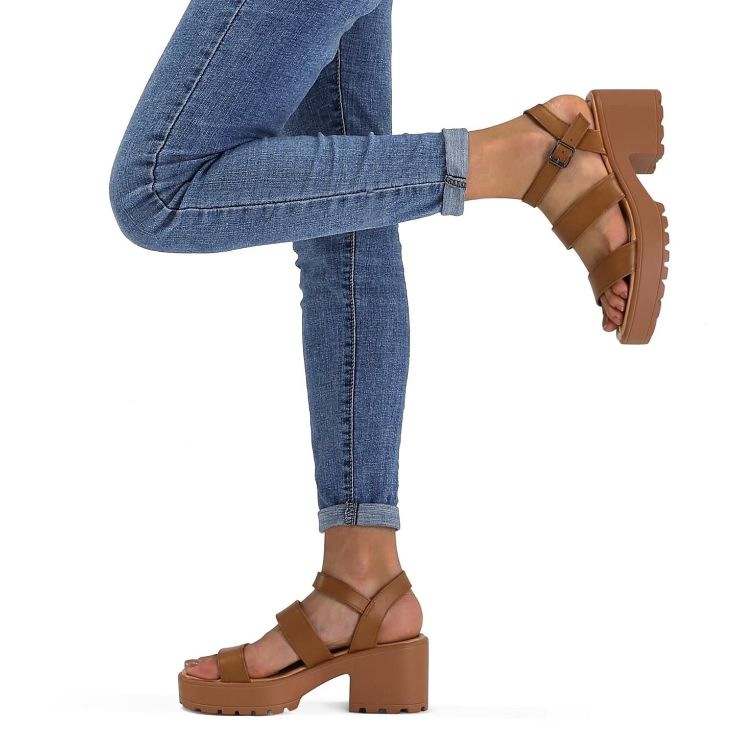 OPEN BOX MySoft Women’s Platform Sandals, Ankle Strap, 3" Block Heel, Open Toe