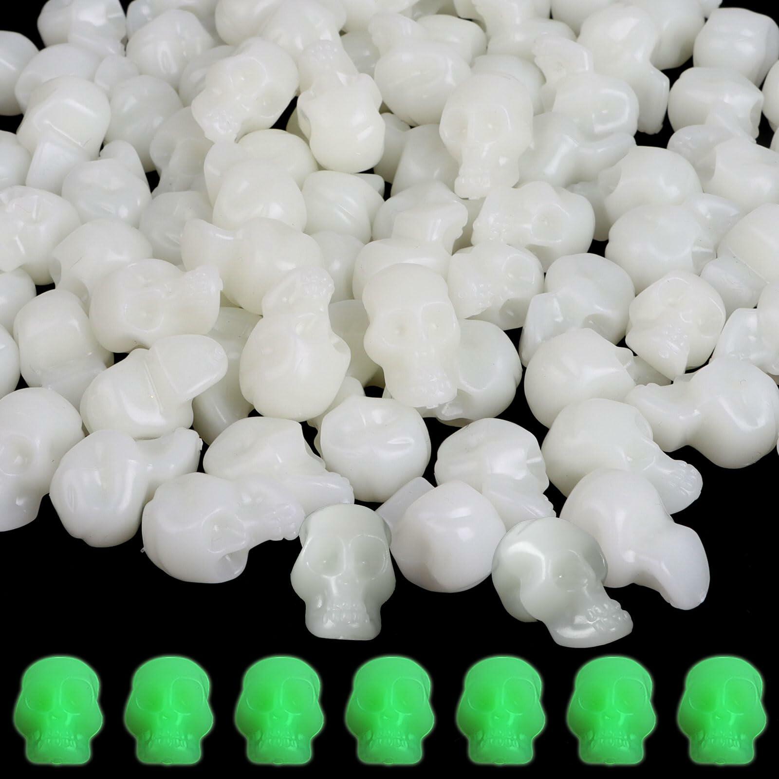 CCINEE 100PCS Glow in the Dark Mini Skull Heads Halloween Party Decor