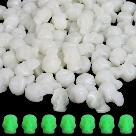 CCINEE 100PCS Glow in the Dark Mini Skull Heads Halloween Party Decor