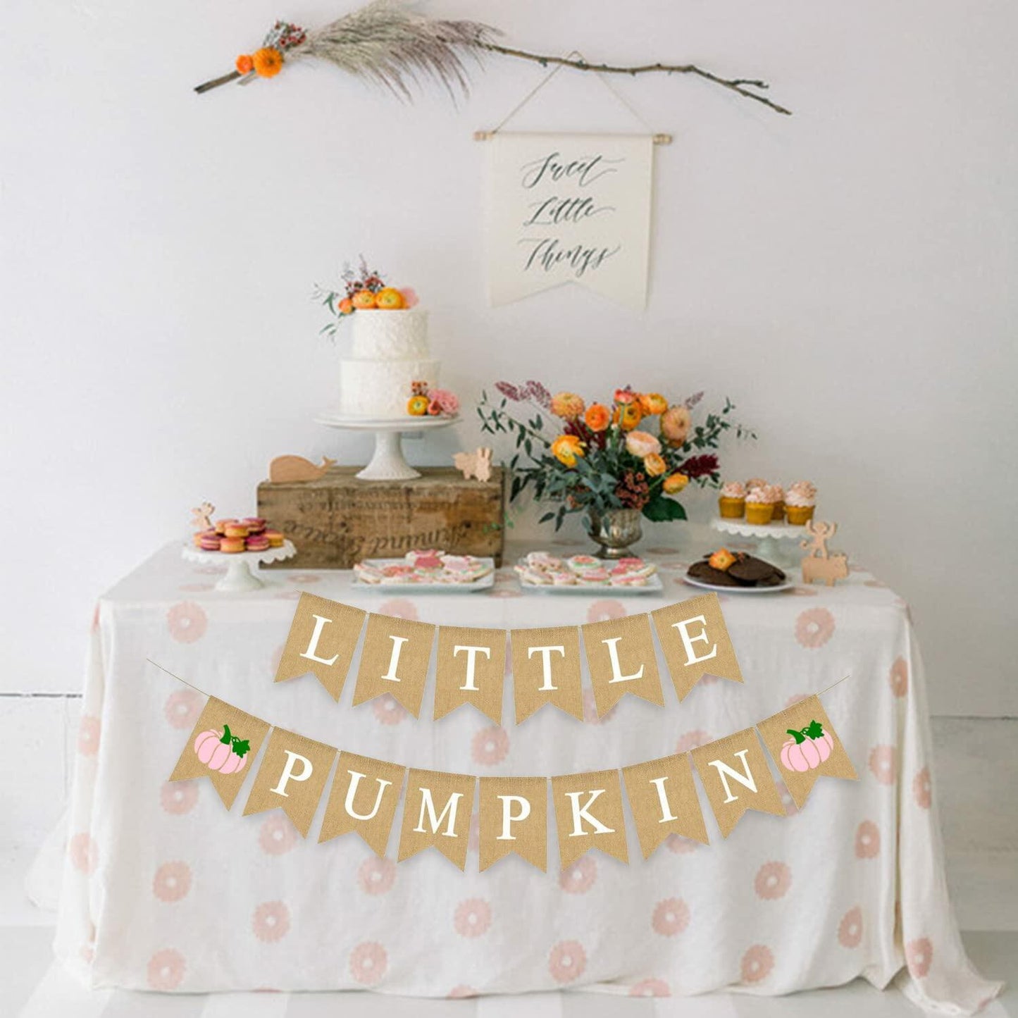 Little Pumpkin Teal Burlap Banner – Fall, Baby Shower & Birthday Decor