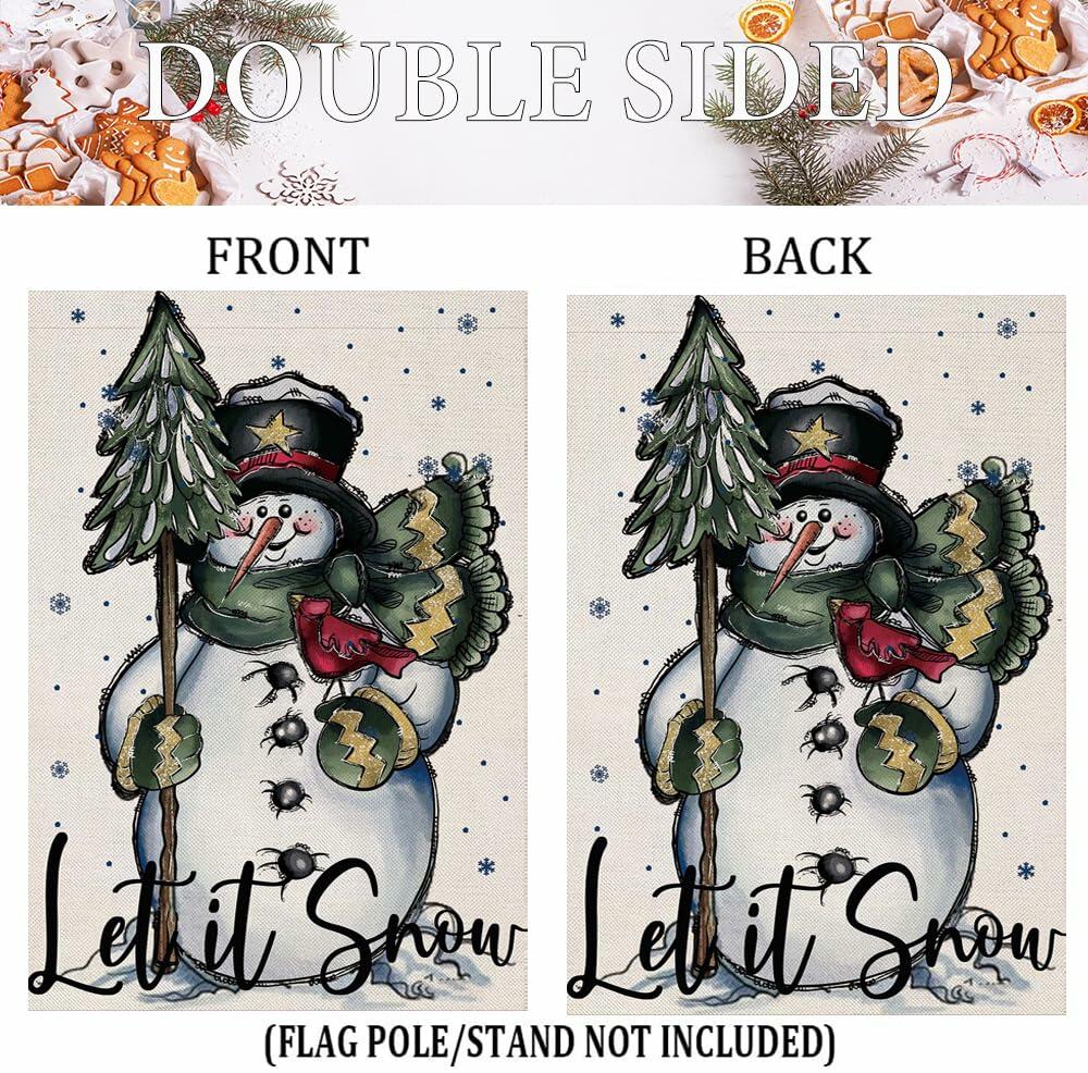 Fapulee Winter Snowman Garden Flag – 12x18in Double-Sided Christmas Yard Decor