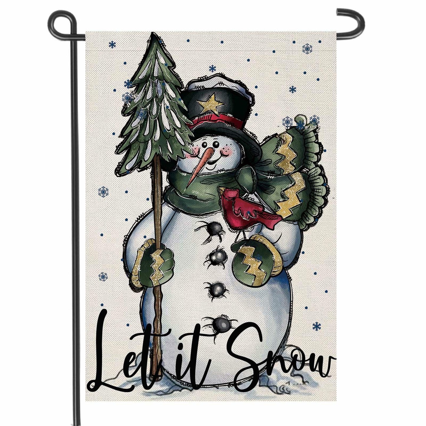 Fapulee Winter Snowman Garden Flag – 12x18in Double-Sided Christmas Yard Decor