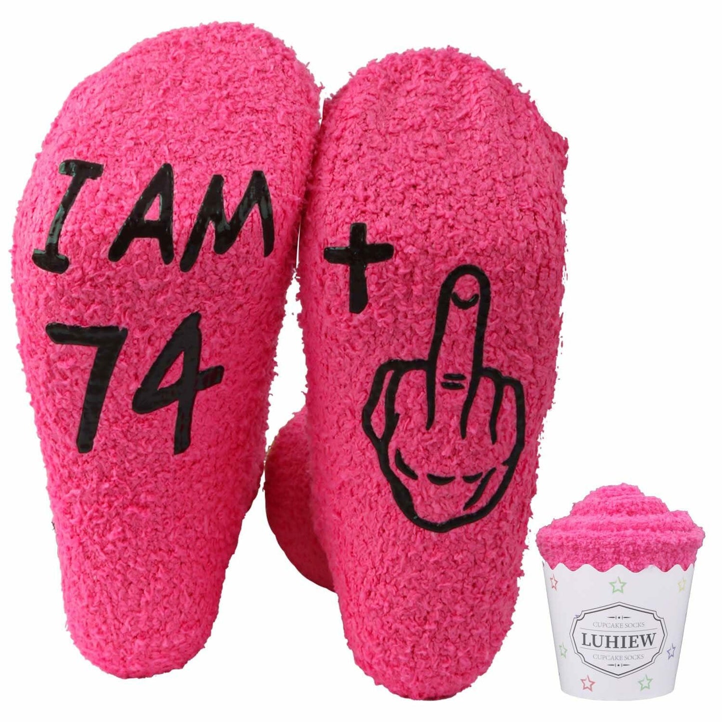 Luhiew 75th Birthday Funny Socks for Women Grandma Wife – Rose Red