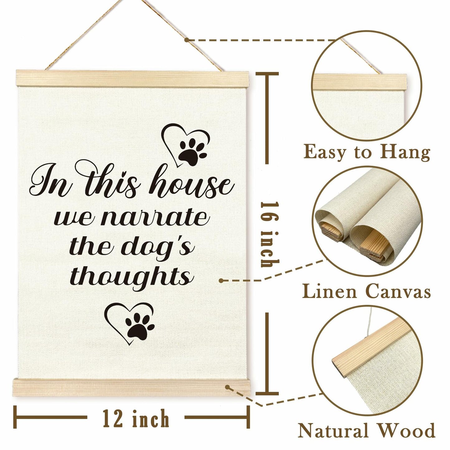 TAEDIN Dog Wall Art – “In This House We Narrate the Dog’s Thoughts” 12x16
