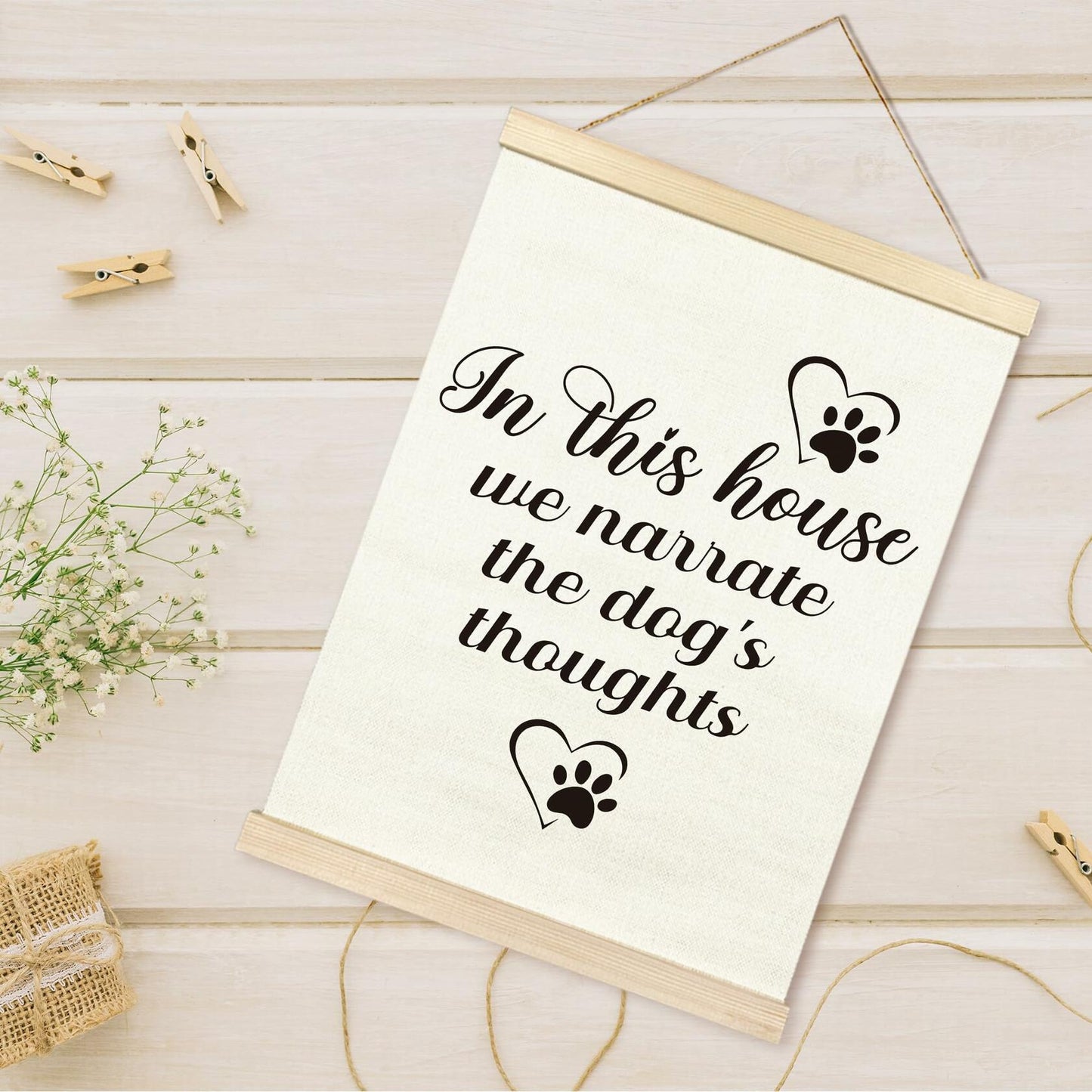 TAEDIN Dog Wall Art – “In This House We Narrate the Dog’s Thoughts” 12x16