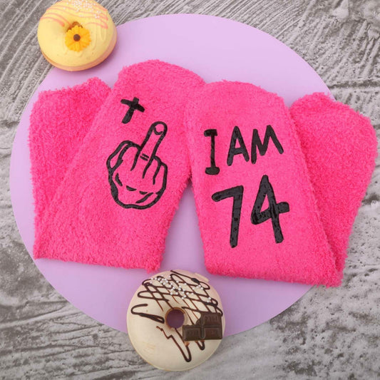 Luhiew 75th Birthday Funny Socks for Women Grandma Wife – Rose Red