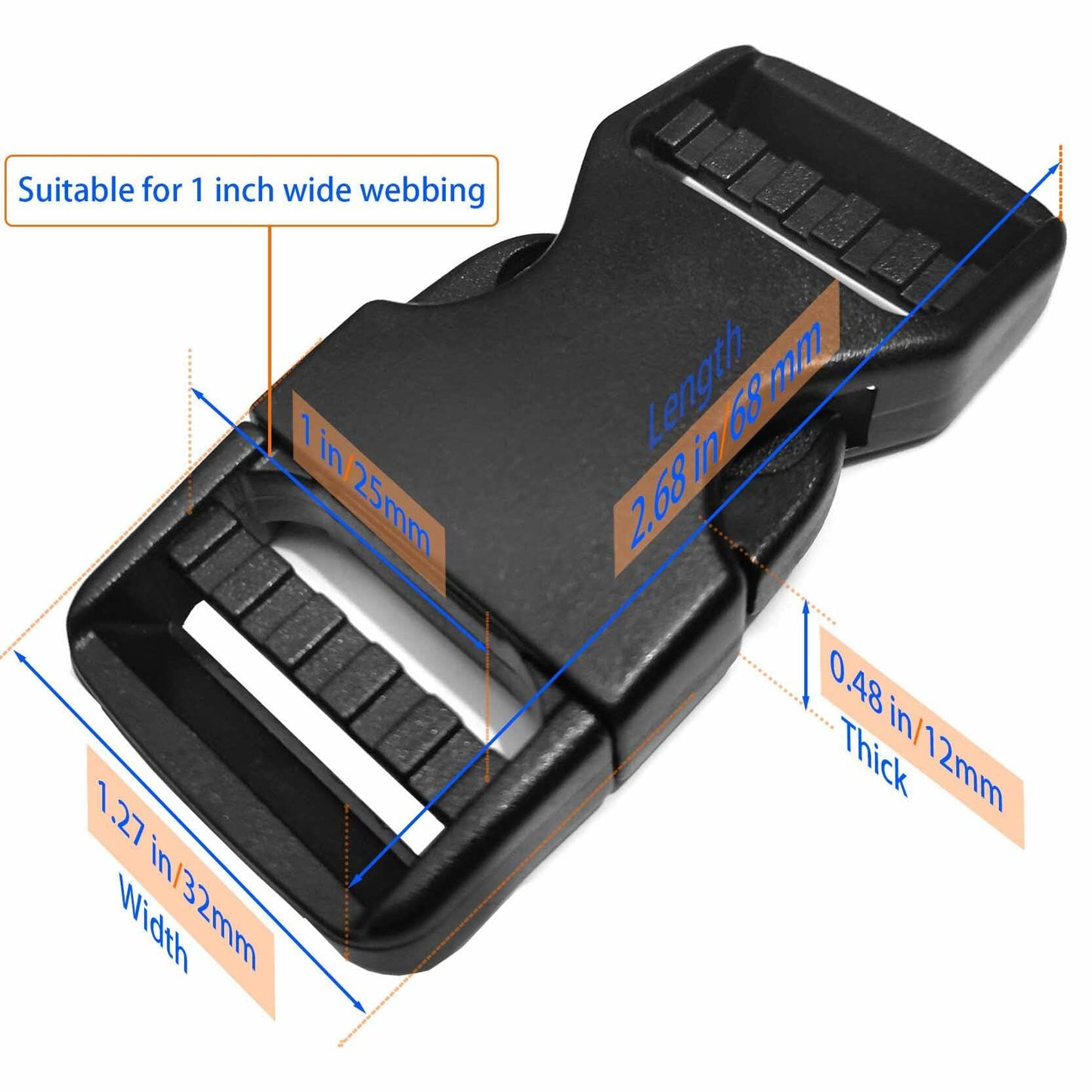 VTACOUTV 1" Nylon Strap Buckle – Quick Release Adjustable Backpack Green