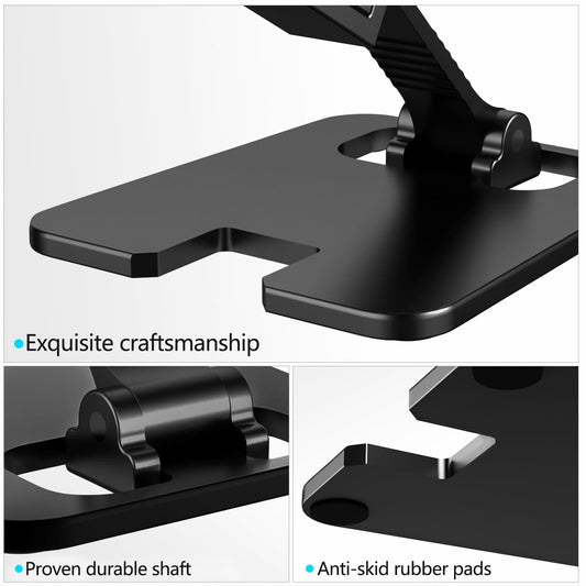 Meliya Foldable Aluminum Adjustable Cell Phone Stand Holder for Desk Silver