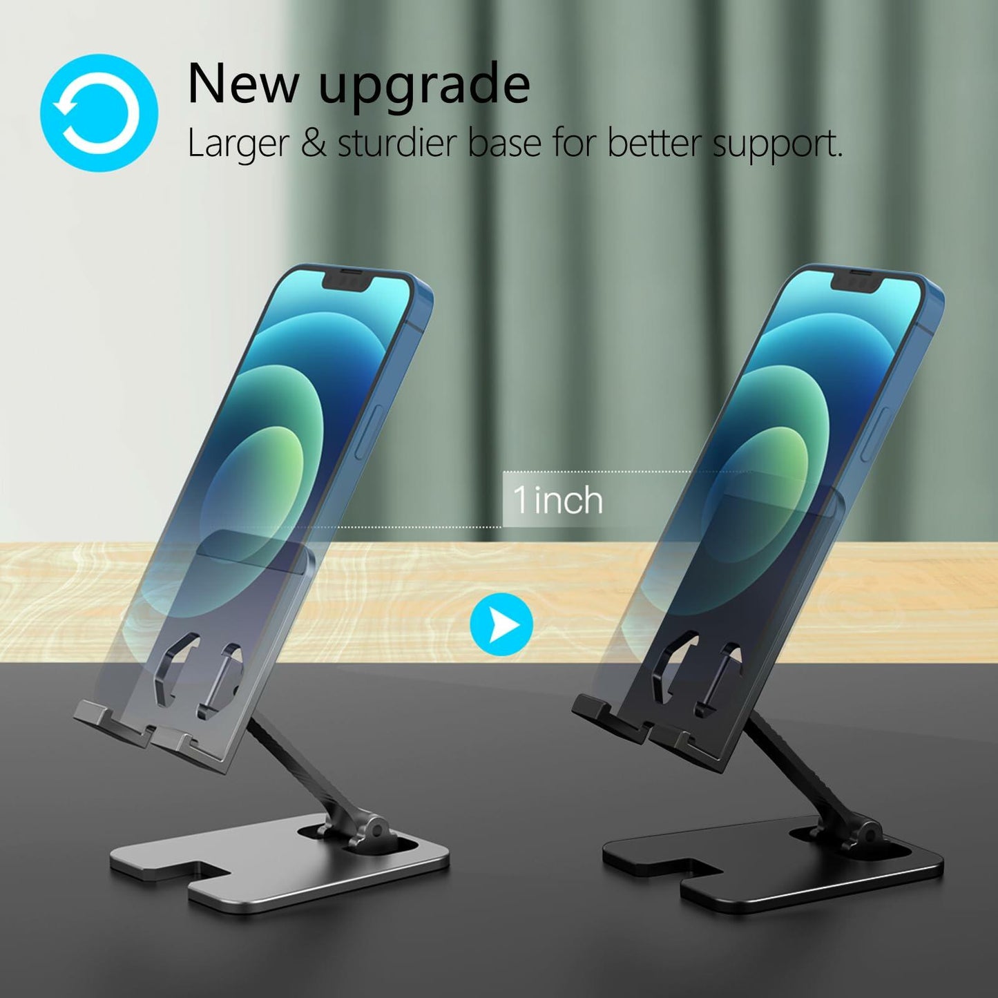 Meliya Foldable Aluminum Adjustable Cell Phone Stand Holder for Desk Silver