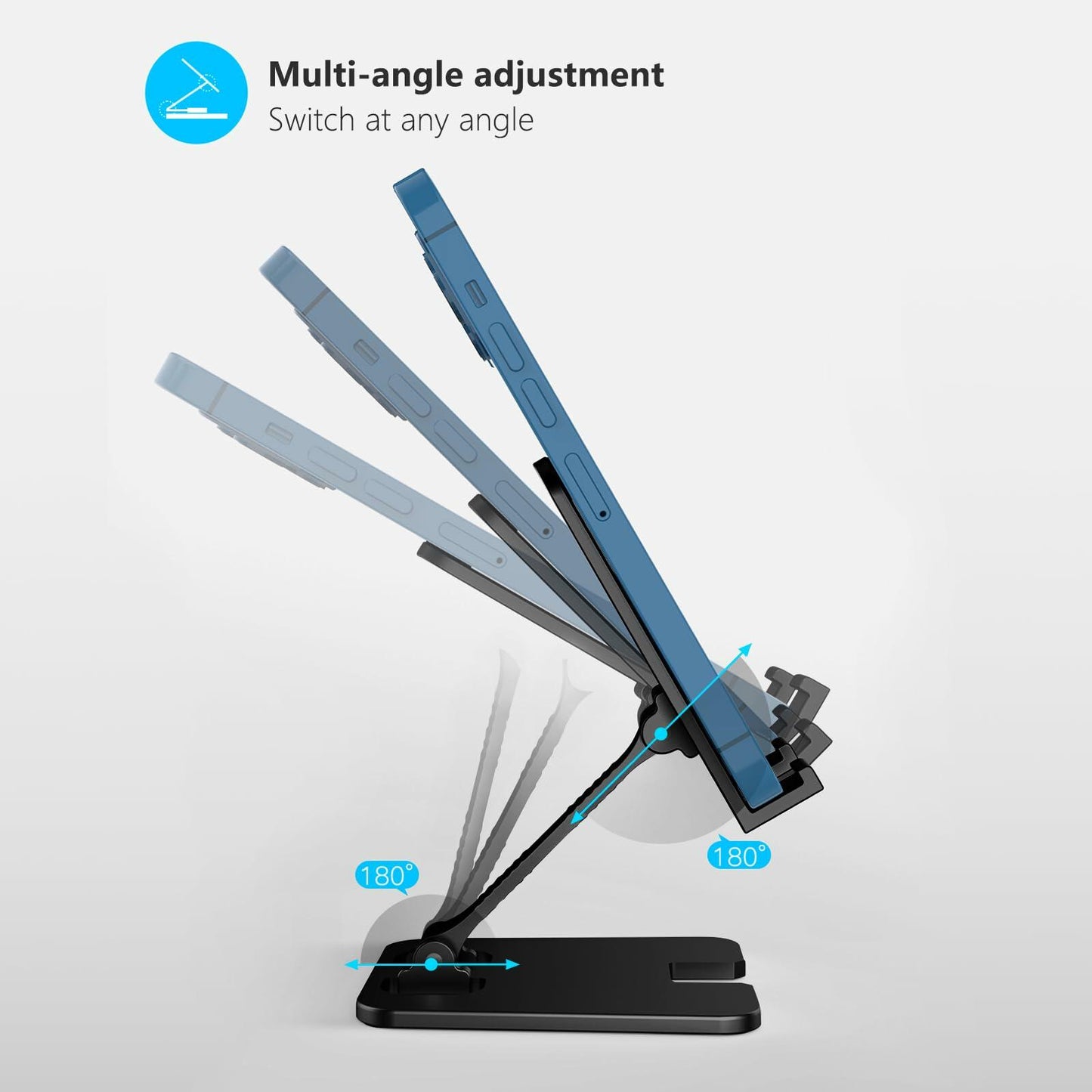 Meliya Foldable Aluminum Adjustable Cell Phone Stand Holder for Desk Silver