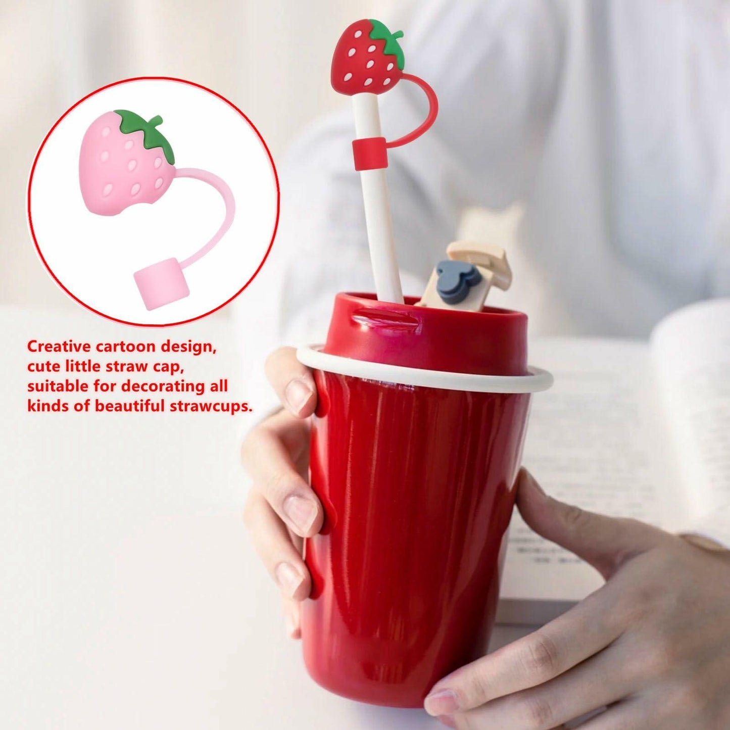 5Pcs Silicone Straw Covers for Stanley Cup 30&40oz Tumbler Pink Reusable