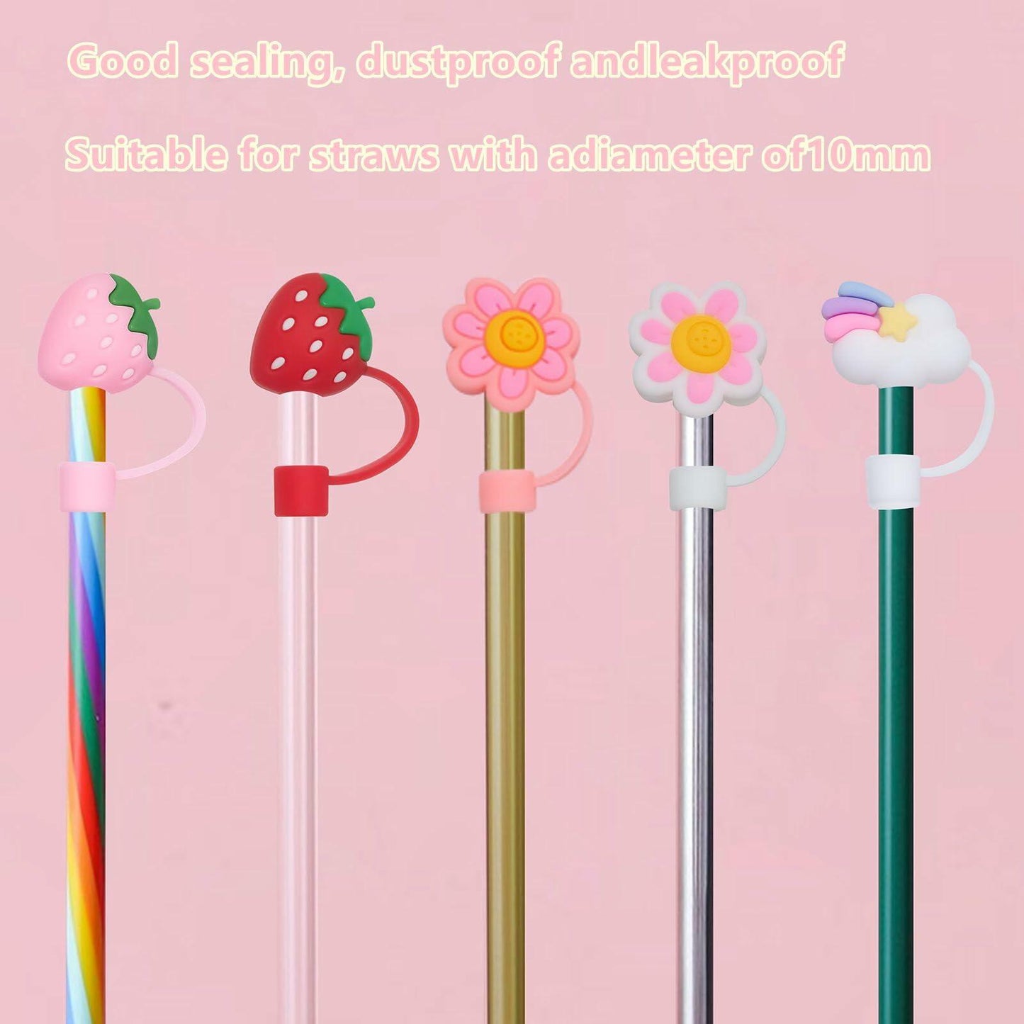 5Pcs Silicone Straw Covers for Stanley Cup 30&40oz Tumbler Pink Reusable