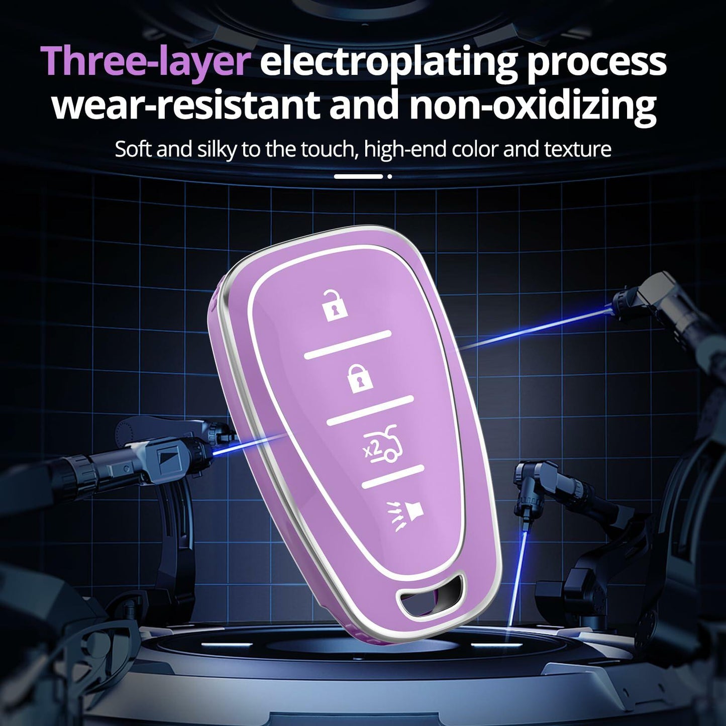 QfungYe Chevy Key Fob Cover w/ Keychain – No Screw, Fits Multiple Models