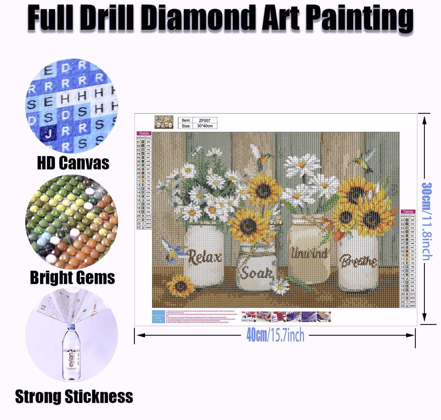 Sunflower 5D Diamond Painting Kit for Adults - DIY Full Drill 12x16in