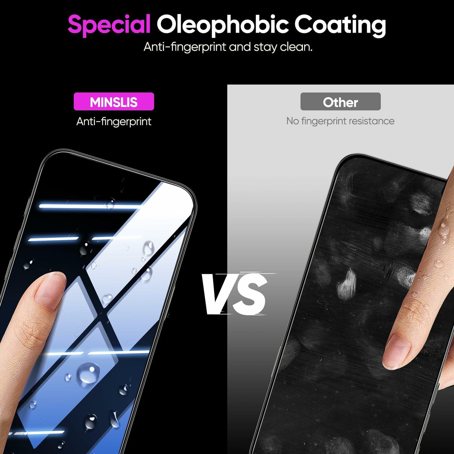 MINSLIS iPhone 16 Pro Screen Protector 9H Tempered Glass HD Clear Case Friendly