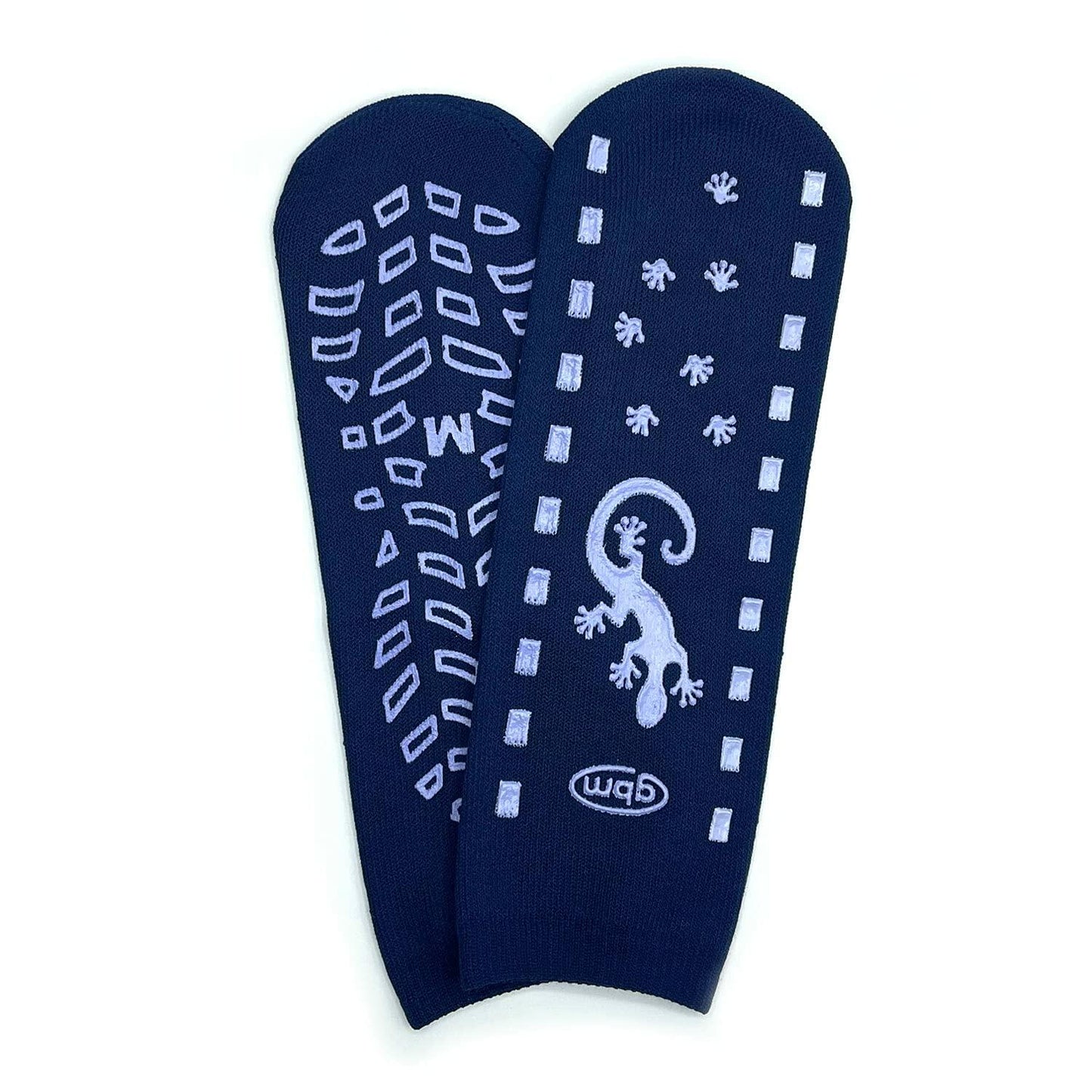 GBM Geckos - Plush Double Tread Non-Slip Safety Socks 2-PACK (Navy Blue, Medium)