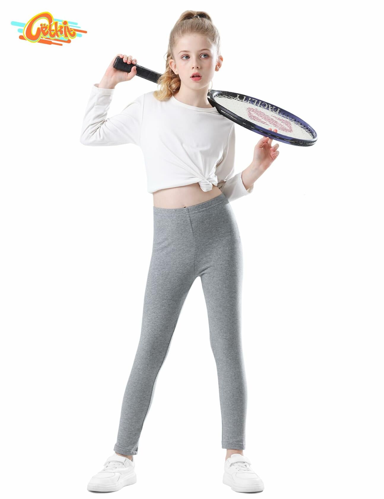 CETKIT Toddler Girls Leggings Stretchy Ankle Pants Heather Grey 3T